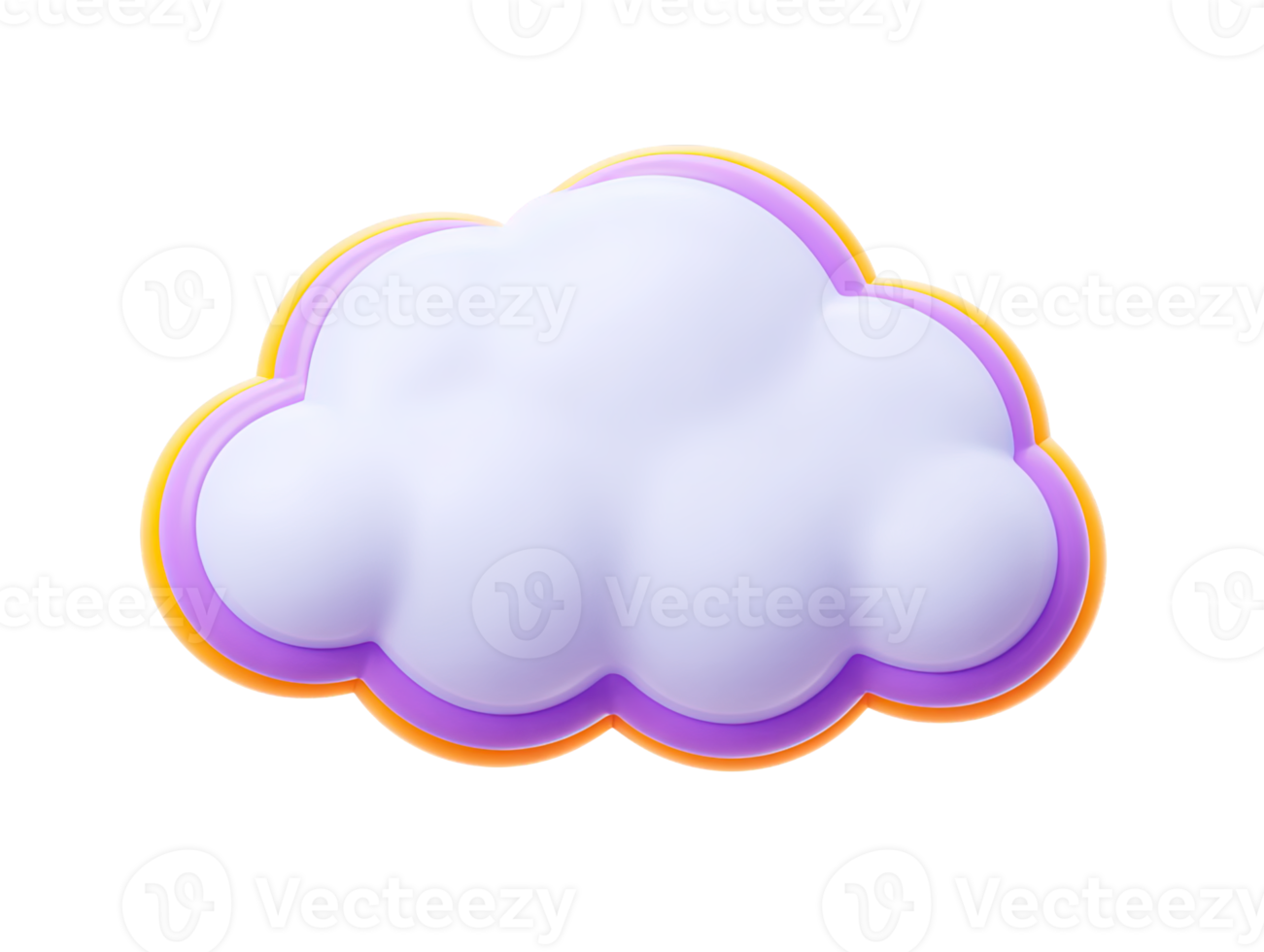 A soft 3D rendered cloud icon in white and light purple hues representing cloud computing storage weather forecast or a dreamy abstract concept for modern digital interface designs clearly png