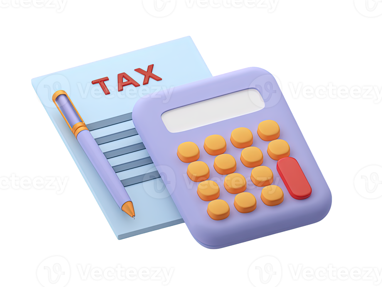 A 3D rendered icon of a tax form a pen and a calculator symbolizing tax season accounting financial planning or budget calculations this detailed graphic is isolated for versatile use easily png