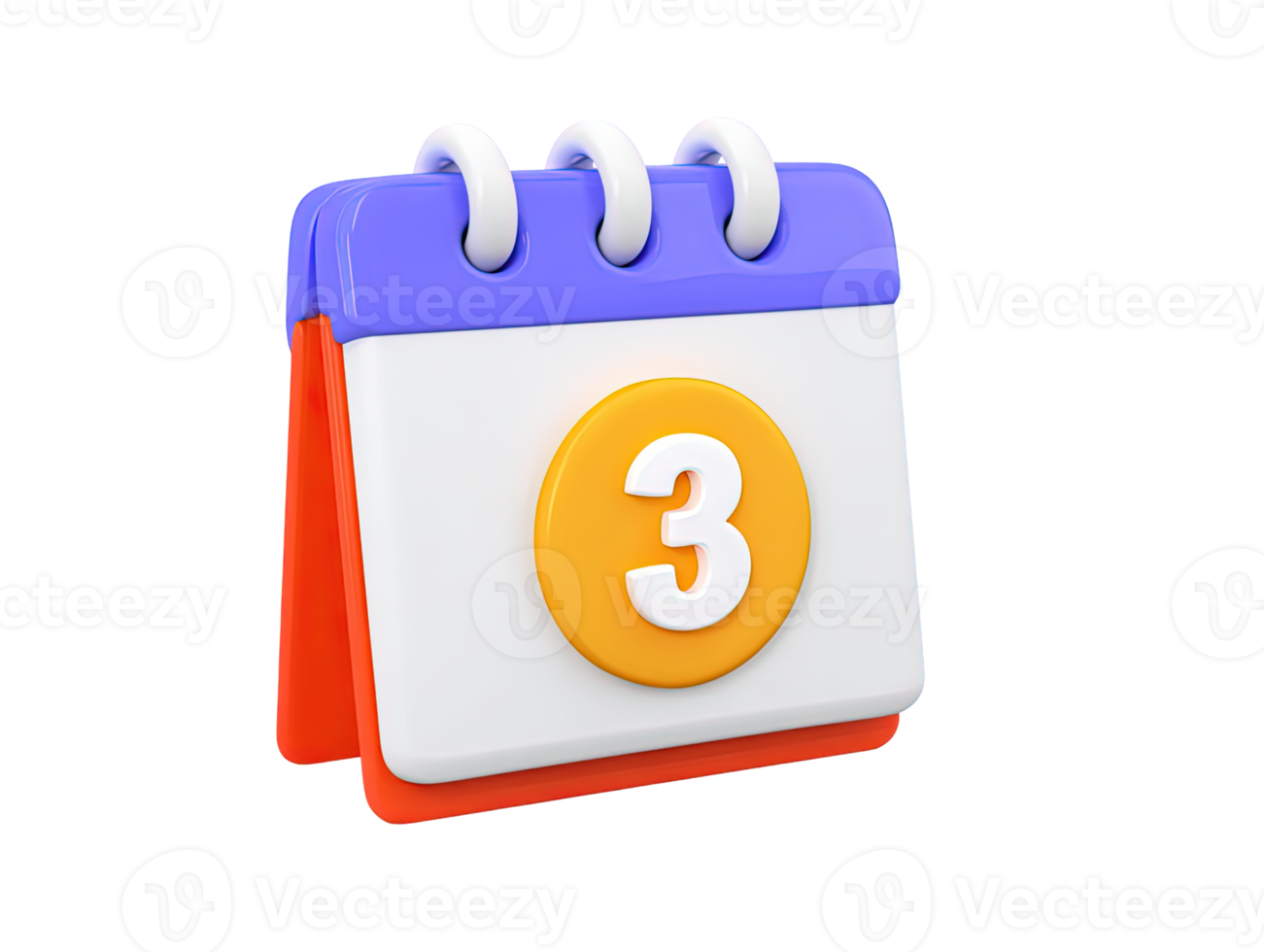 Vibrant 3D rendered calendar icon with number three highlighted Ideal for scheduling digital appointments reminders or marking key dates A modern clean graphic png