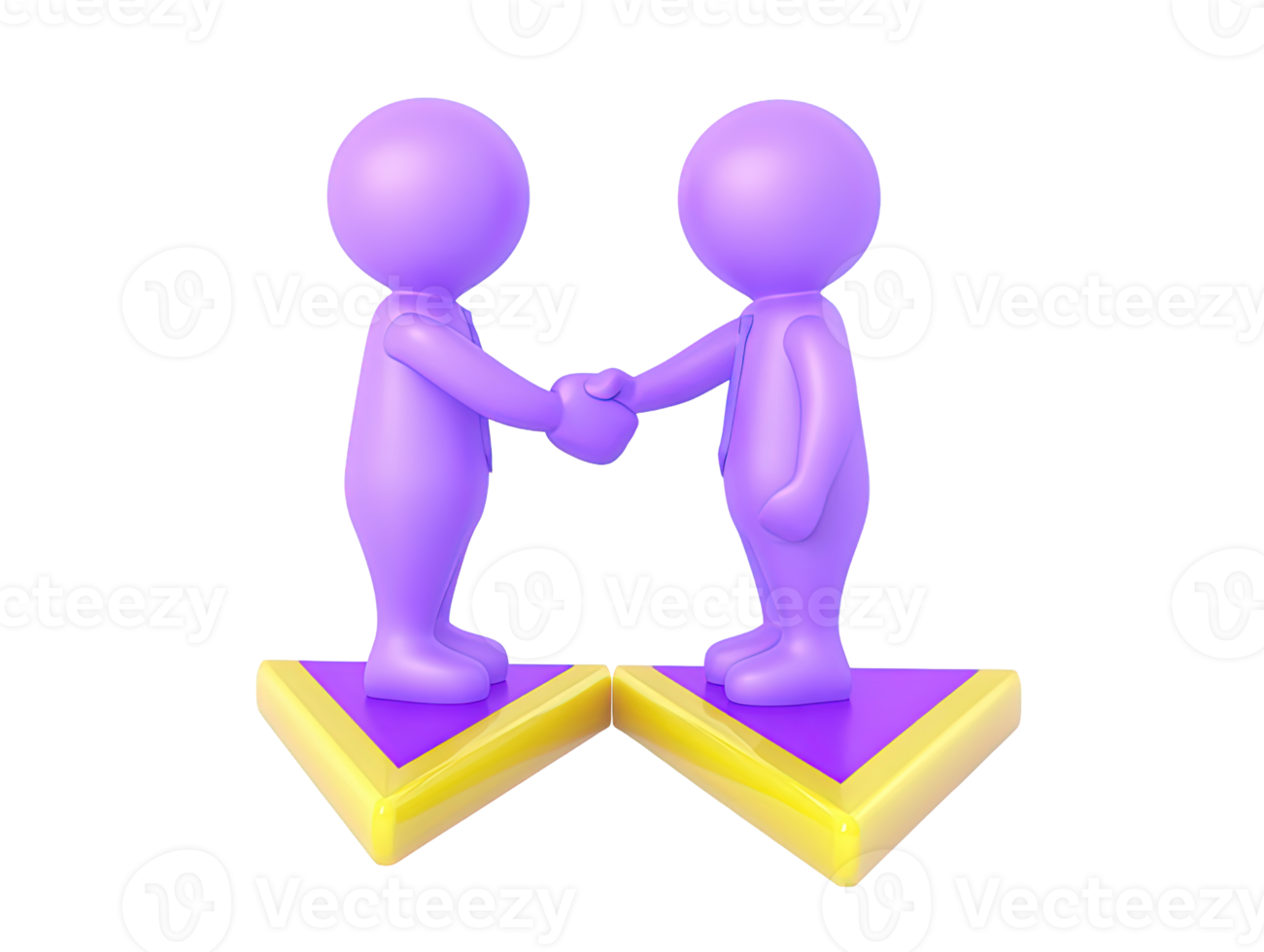 3D two people shake hands on rising arrow platform for agreement growth deal conclusion collaborative success A positive visual for business achievements png