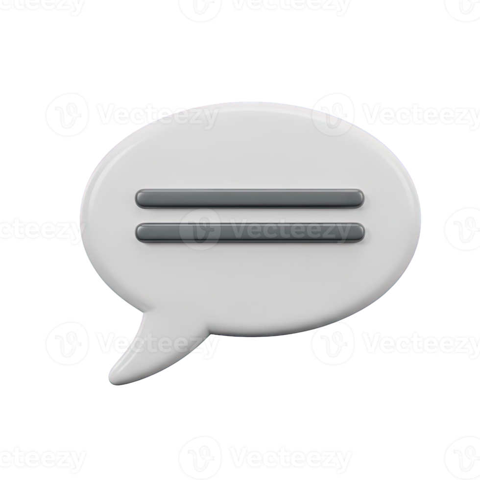 3D rendered icon of a speech bubble with an equals sign symbolizing a direct quote an equation or a statement of equivalence in communication png