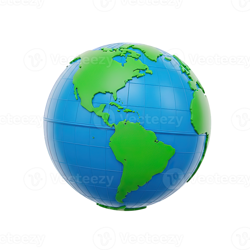 3D rendered icon of planet Earth a vibrant blue and green globe representing global themes ecology international travel or worldwide concepts visual png