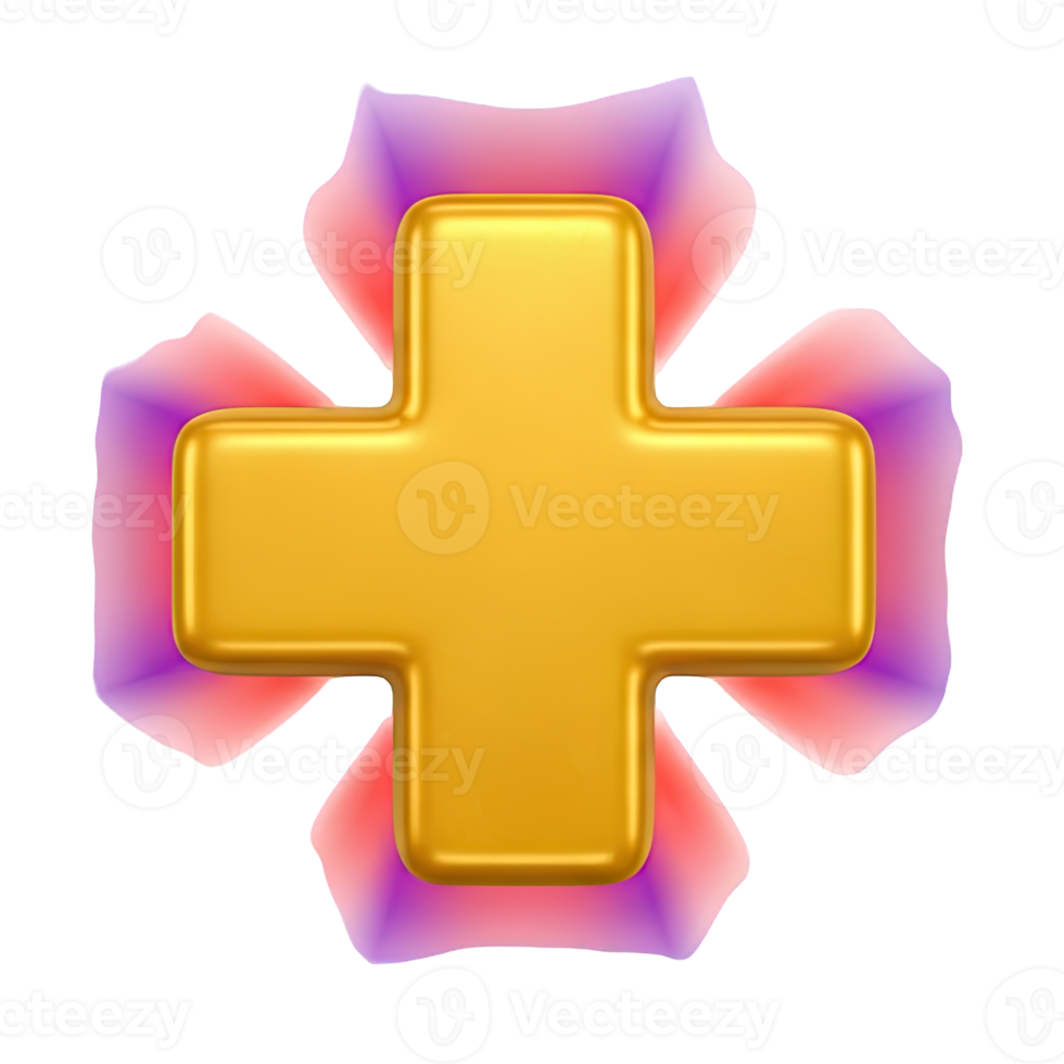 Vibrant yellow medical cross with an abstract pink and purple flowing background symbolizing modern healthcare innovation dynamic health solutions or creative approaches to medical services today png
