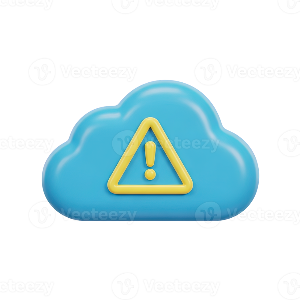 Blue cloud computing icon with a yellow warning triangle indicating a cloud service error an online storage problem a data synchronization issue or a network connectivity alert from here png