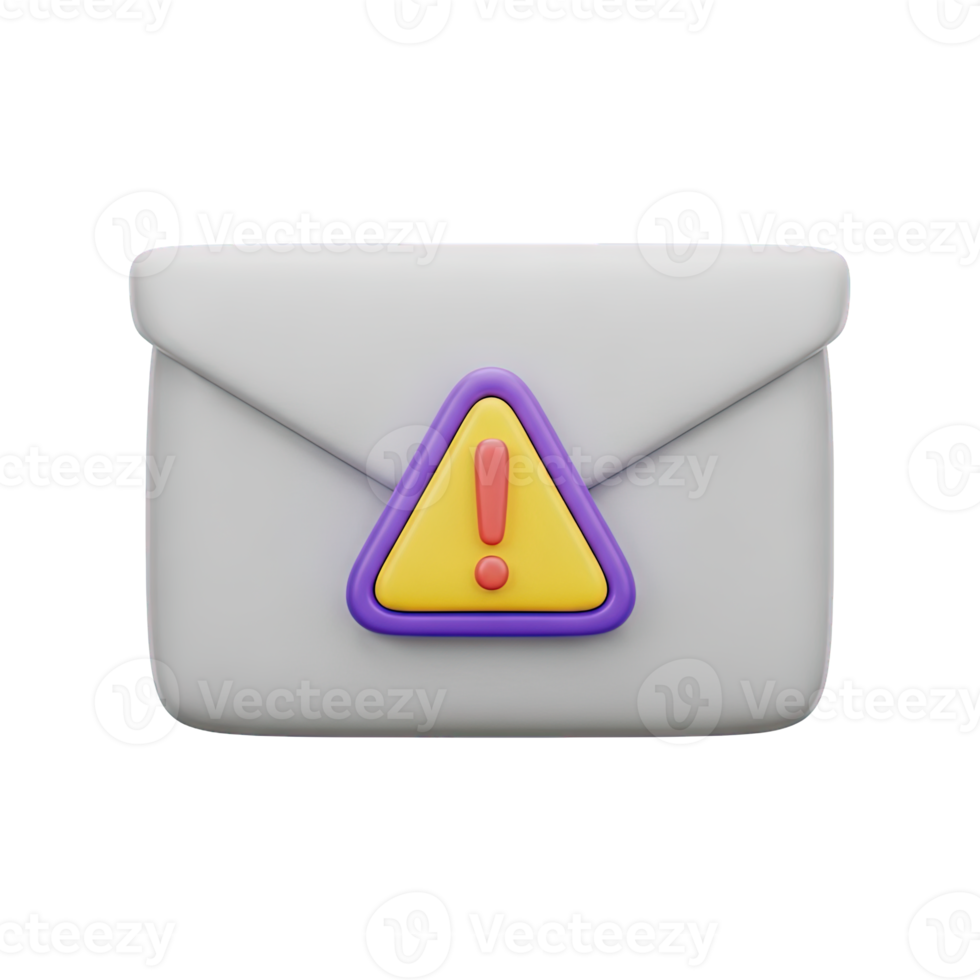 Gray envelope with a yellow warning triangle signifying a spam email a phishing attempt a malicious message or an important alert concerning email security and communication risks to you png