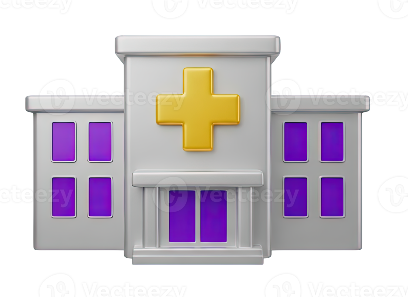 Modern hospital building exterior with multiple windows and a prominent medical cross sign representing healthcare facilities medical centers clinics and emergency services architecture for all users png
