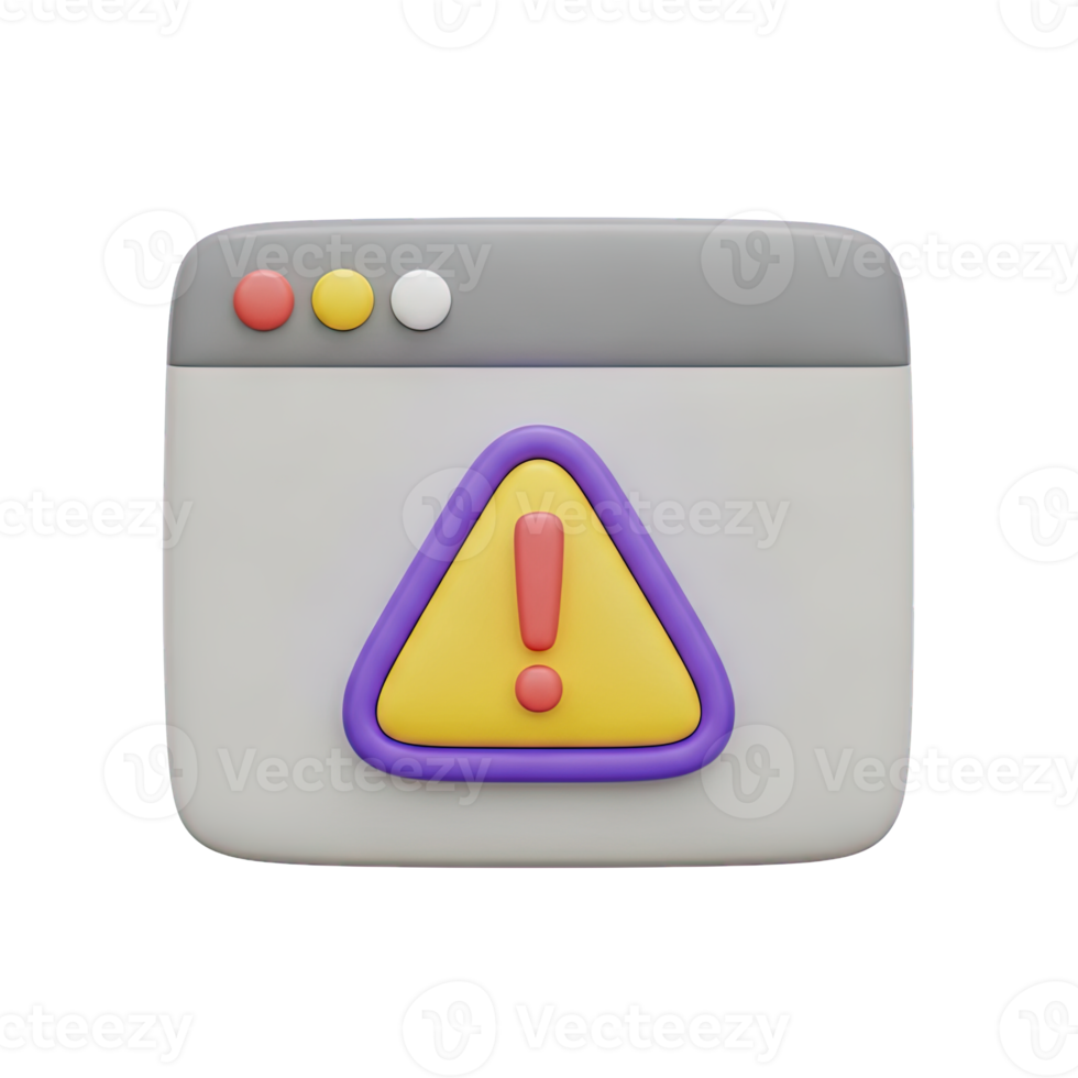Simple browser frame with a yellow and purple warning triangle icon indicating a potential online threat a website problem or a critical system notification for user awareness on this display png