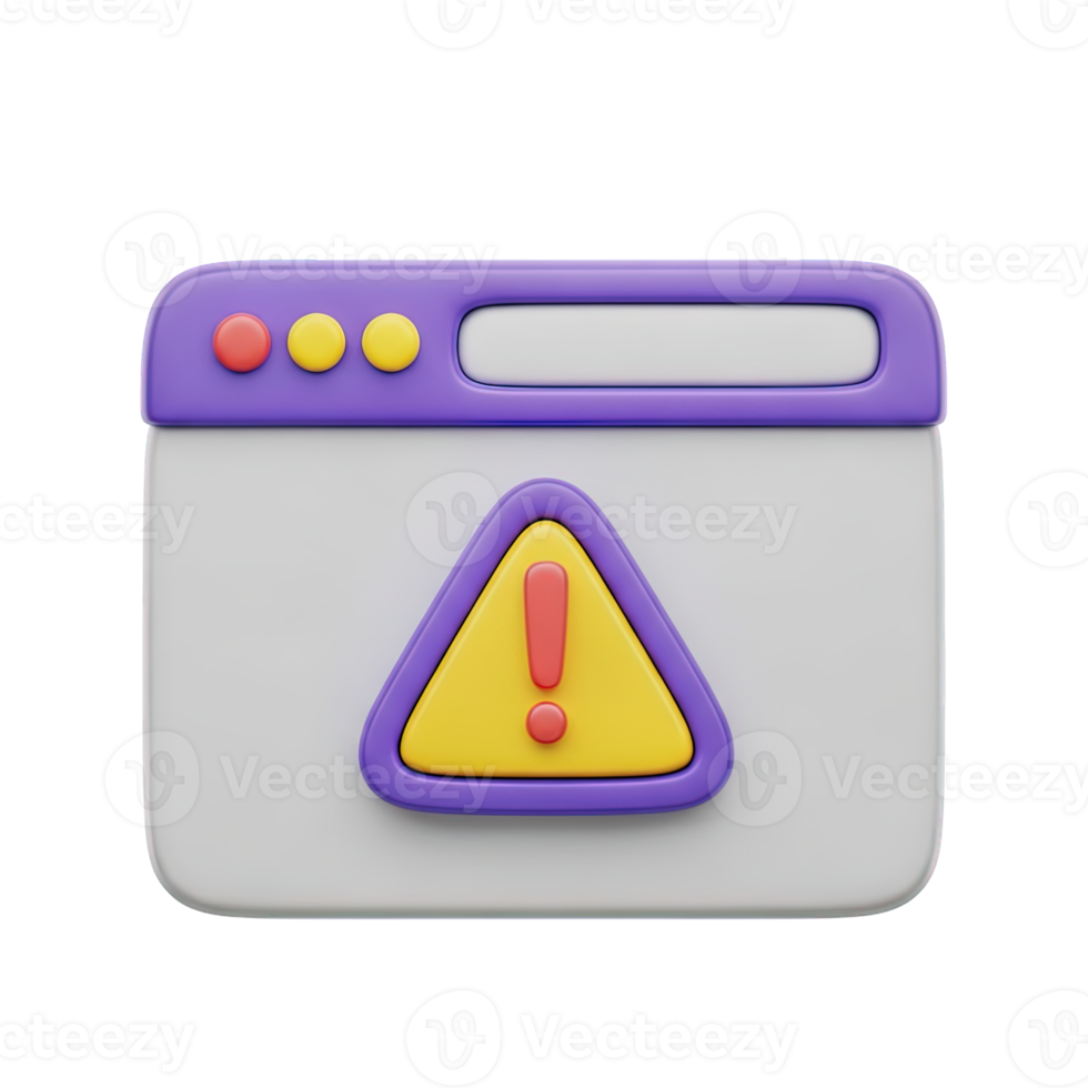 Web browser interface showing a prominent yellow triangular warning sign signifying a system alert an internet security issue or a webpage error requiring immediate user attention for this one png