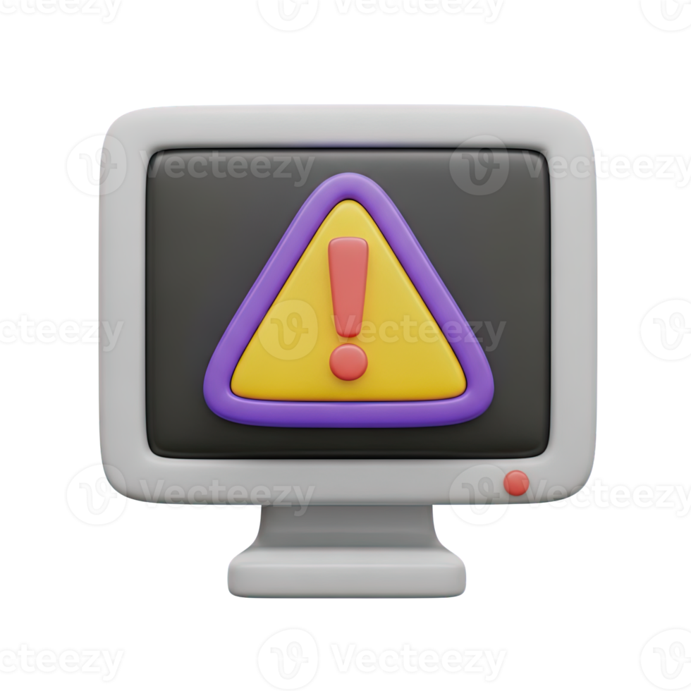 computer tenere sotto controllo visualizzazione un' giallo avvertimento triangolo indicando un' sistema errore un' Software problema un' del desktop mettere in guardia o un' critico hardware problema richiedendo utente Attenzione per Questo Astuccio png