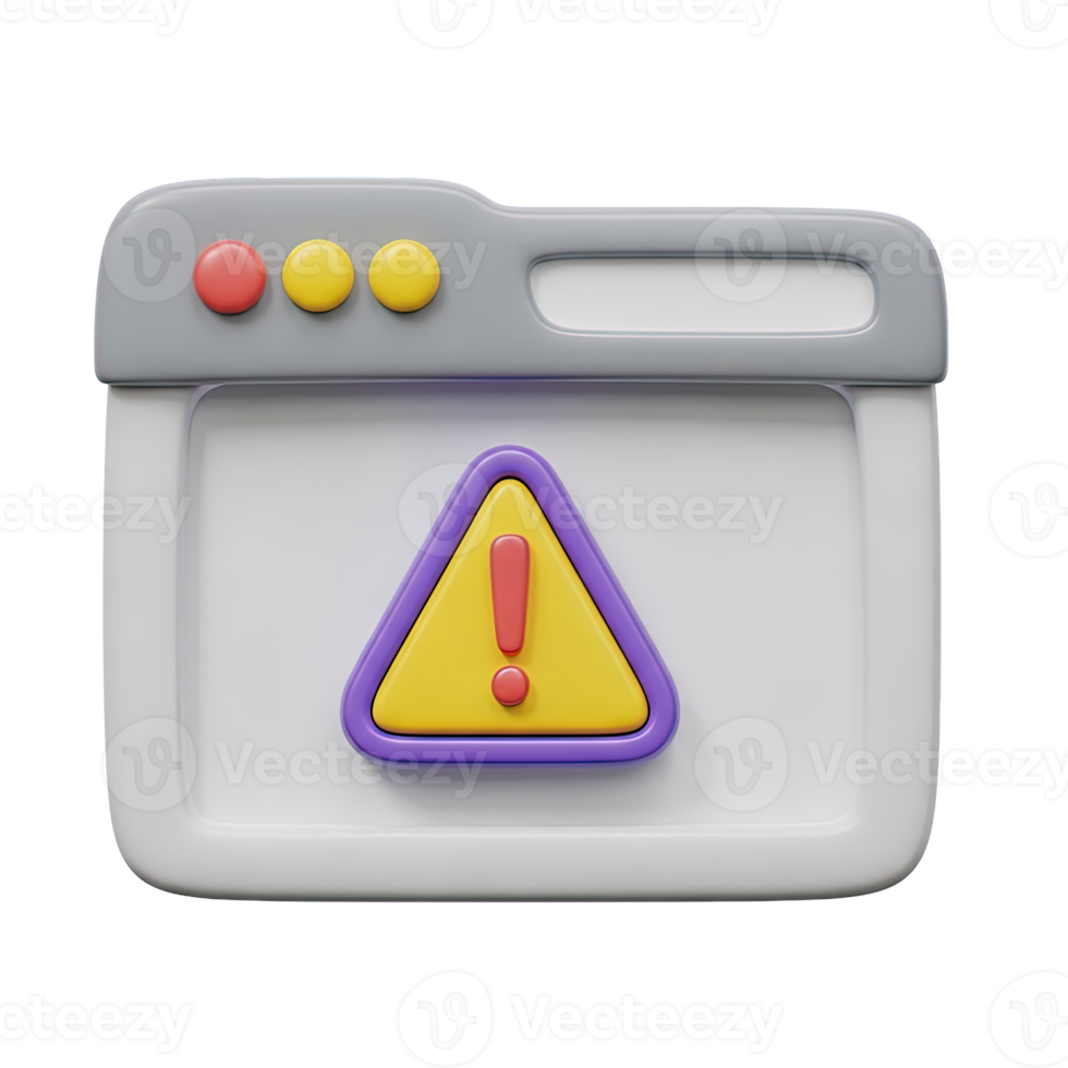 Browser window displaying a yellow warning triangle with an exclamation mark indicating a website error security alert or online caution message for internet users seeking safe browsing now png