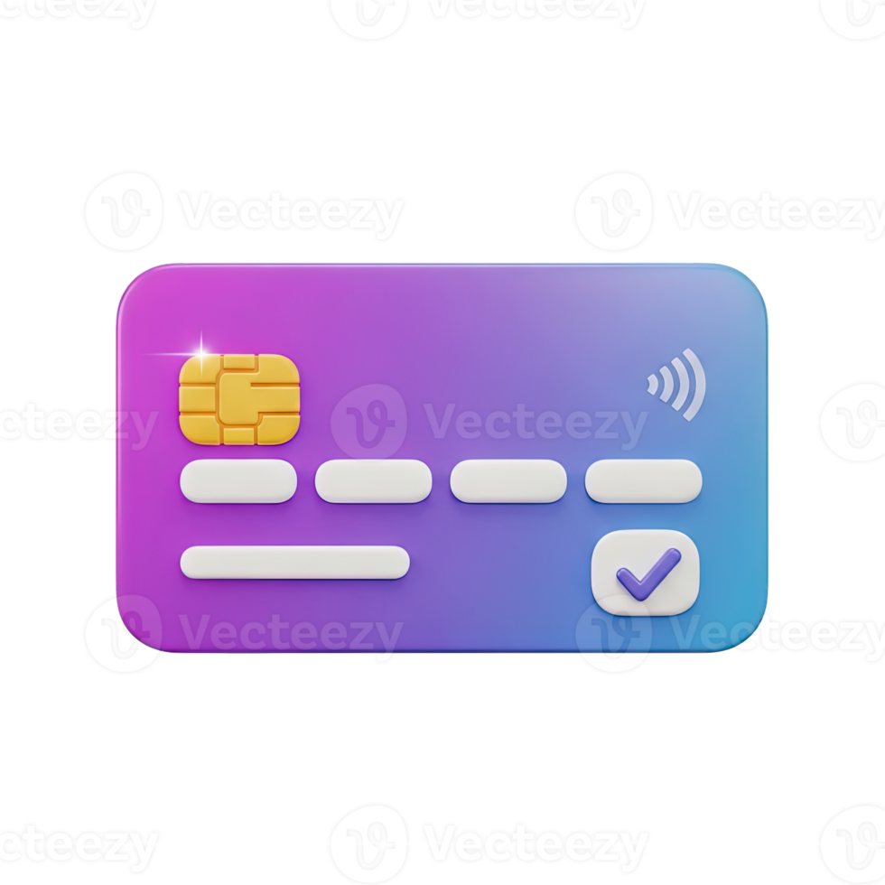 Credit card payment 3D icon Colorful credit card symbol representing online payment transaction electronic banking finance or secure purchase method png