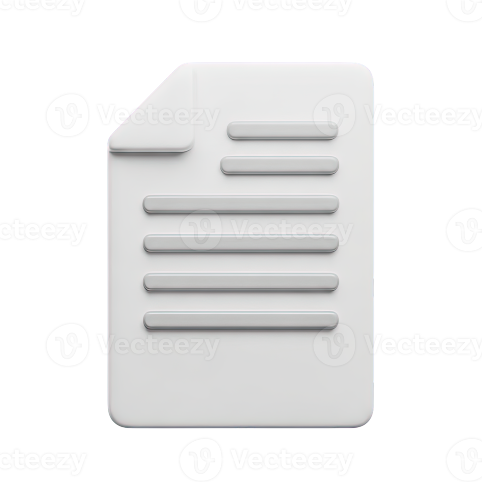 Blank document paper 3D icon Simple white paper document symbol representing file information report content or a blank page for text or data entry png