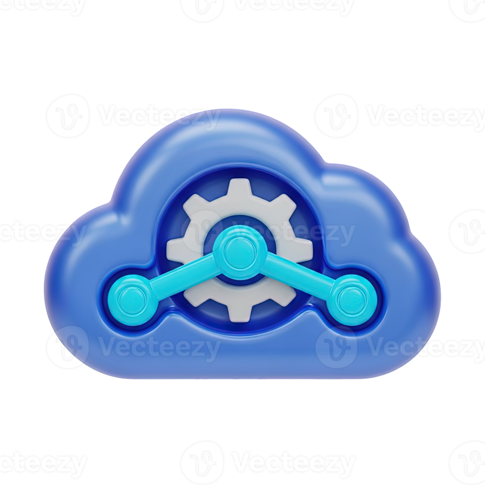 Settings gear 3D icon Blue mechanical gear symbol representing configuration options system preferences maintenance or setup functionalities for apps and web png