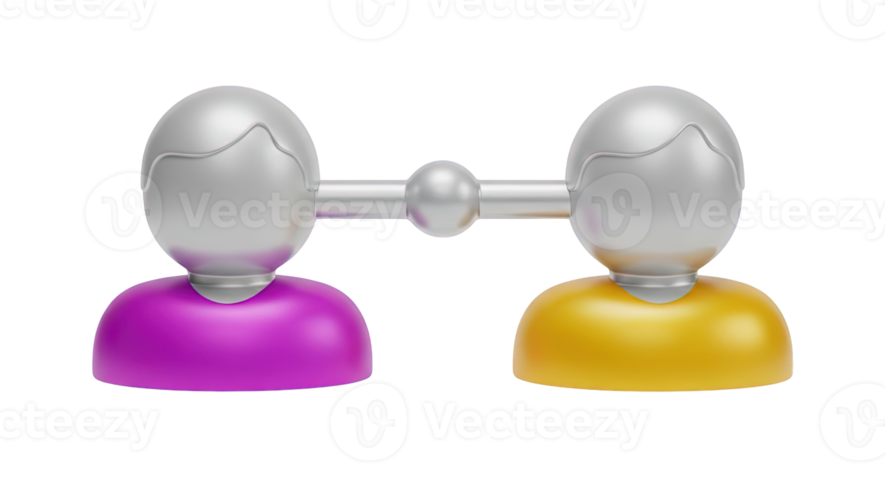 3D rendered icon of two figures connected by a dumbbell symbolizing partnership teamwork fitness collaboration or shared workout goals for health png