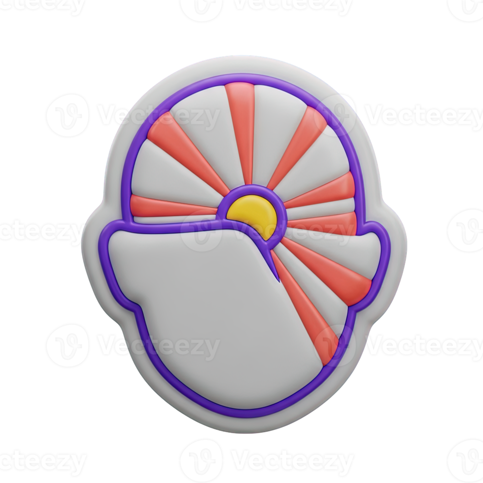 3D rendered icon of a stylized hand with a pie chart representing data analysis business report financial statistics or market research presentation png