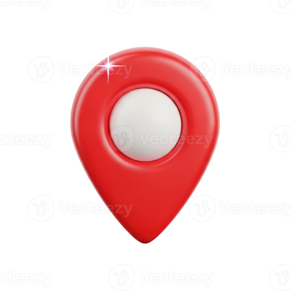 3D rendered icon of a red map location pin marker symbolizing gps navigation destination point of interest or address finding on a digital map png