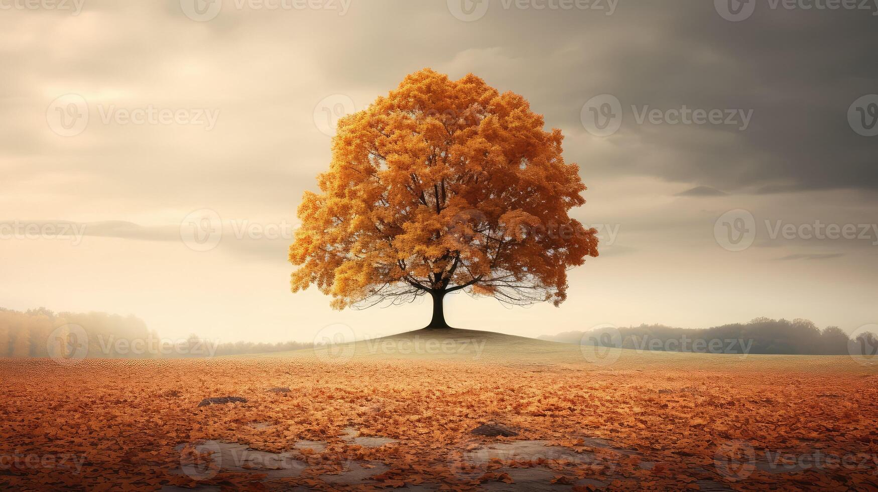 golden isolated autumn tree photo
