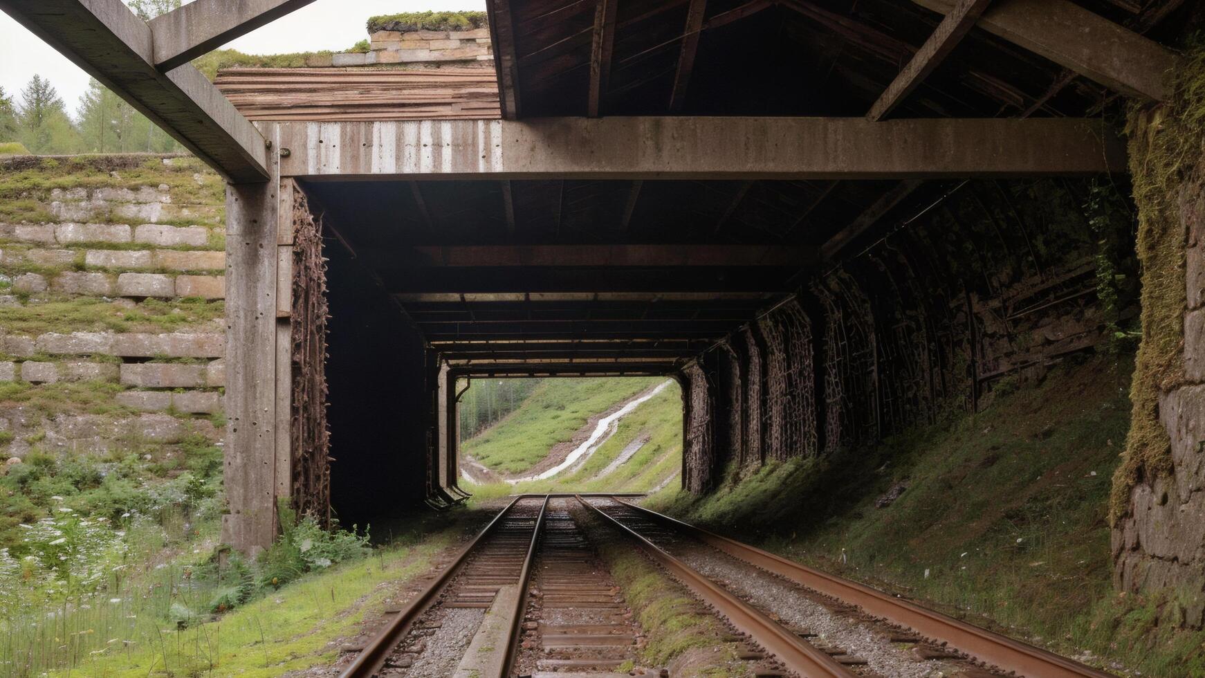 Old Train Route Surrounded by Moss photo