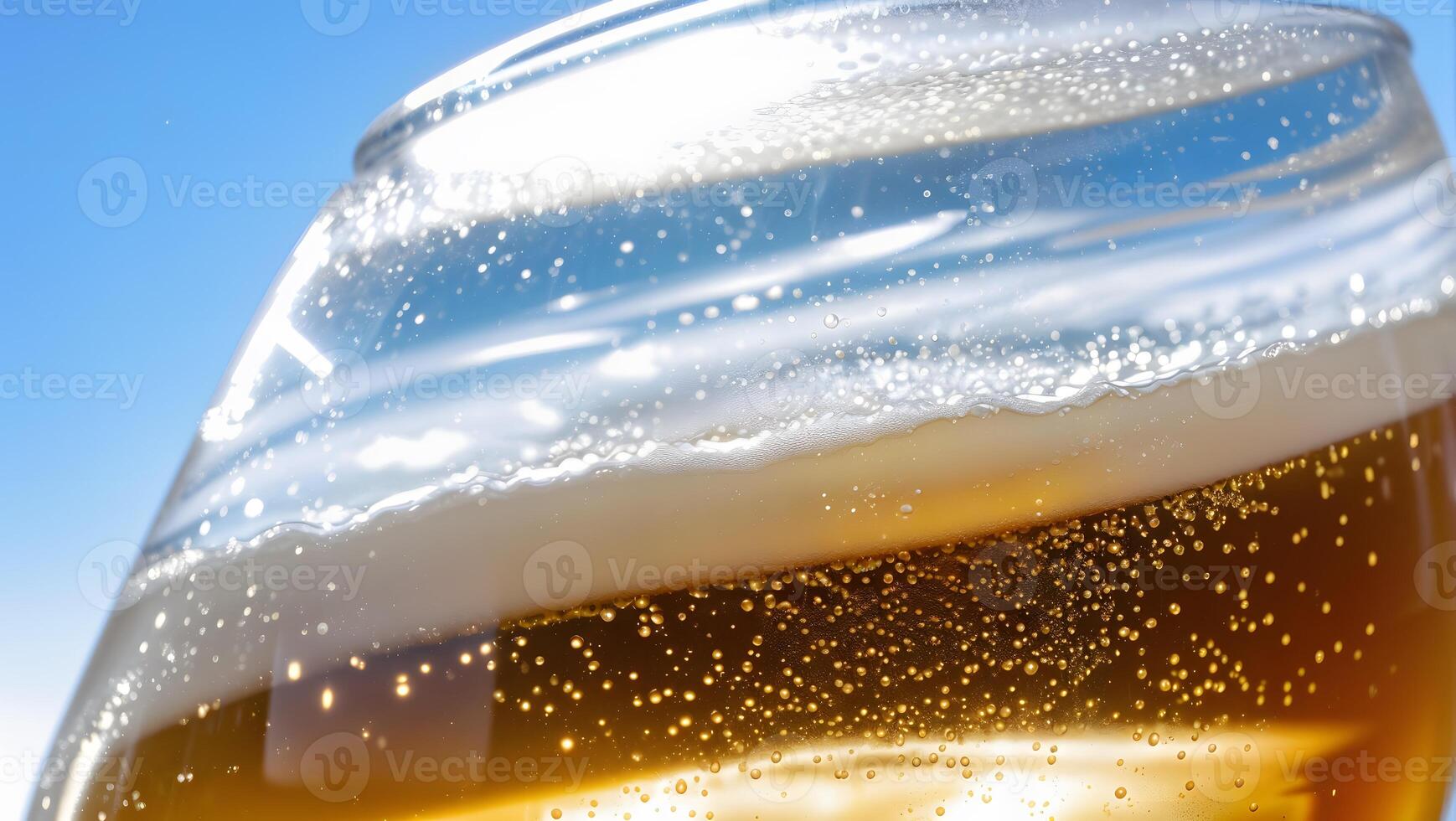 A glass of beer with bubbles on the surface photo