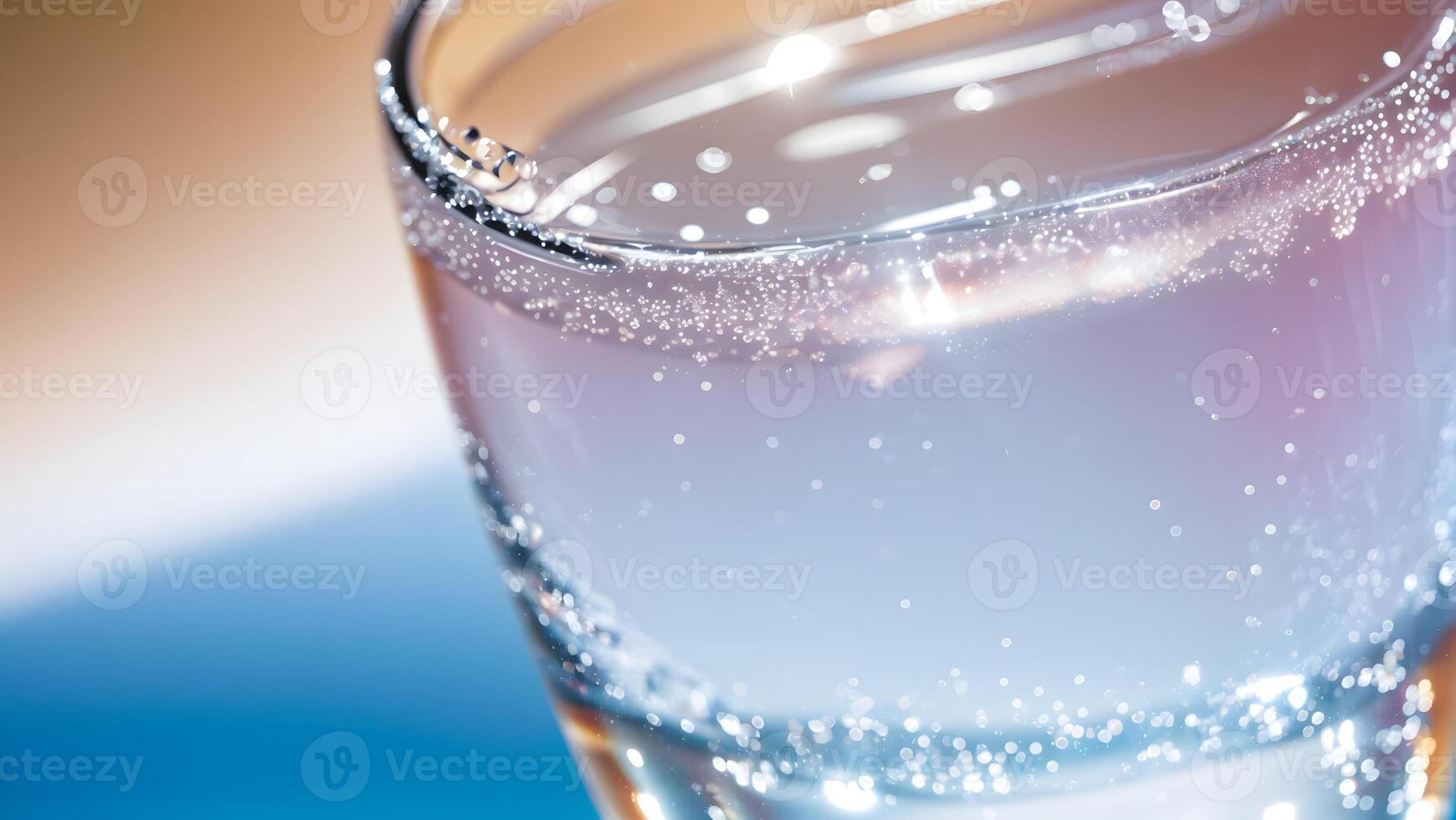 Abstract Macro of Water Bubbles on Glass with Soft Pink and Blue Gradient photo