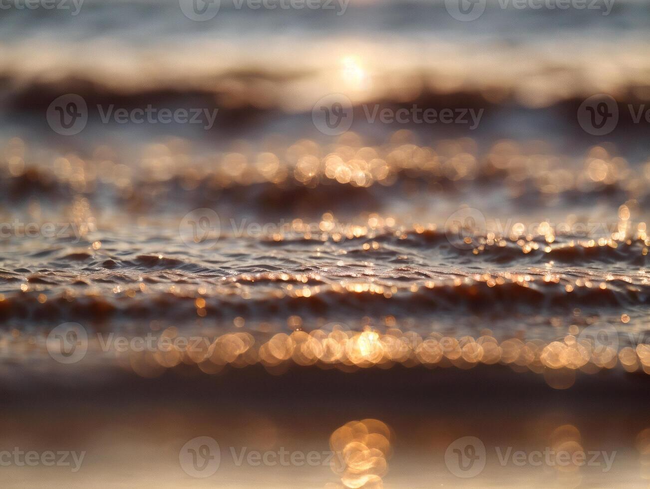 Close-Up of Tranquil Sea Waves at Sunset photo