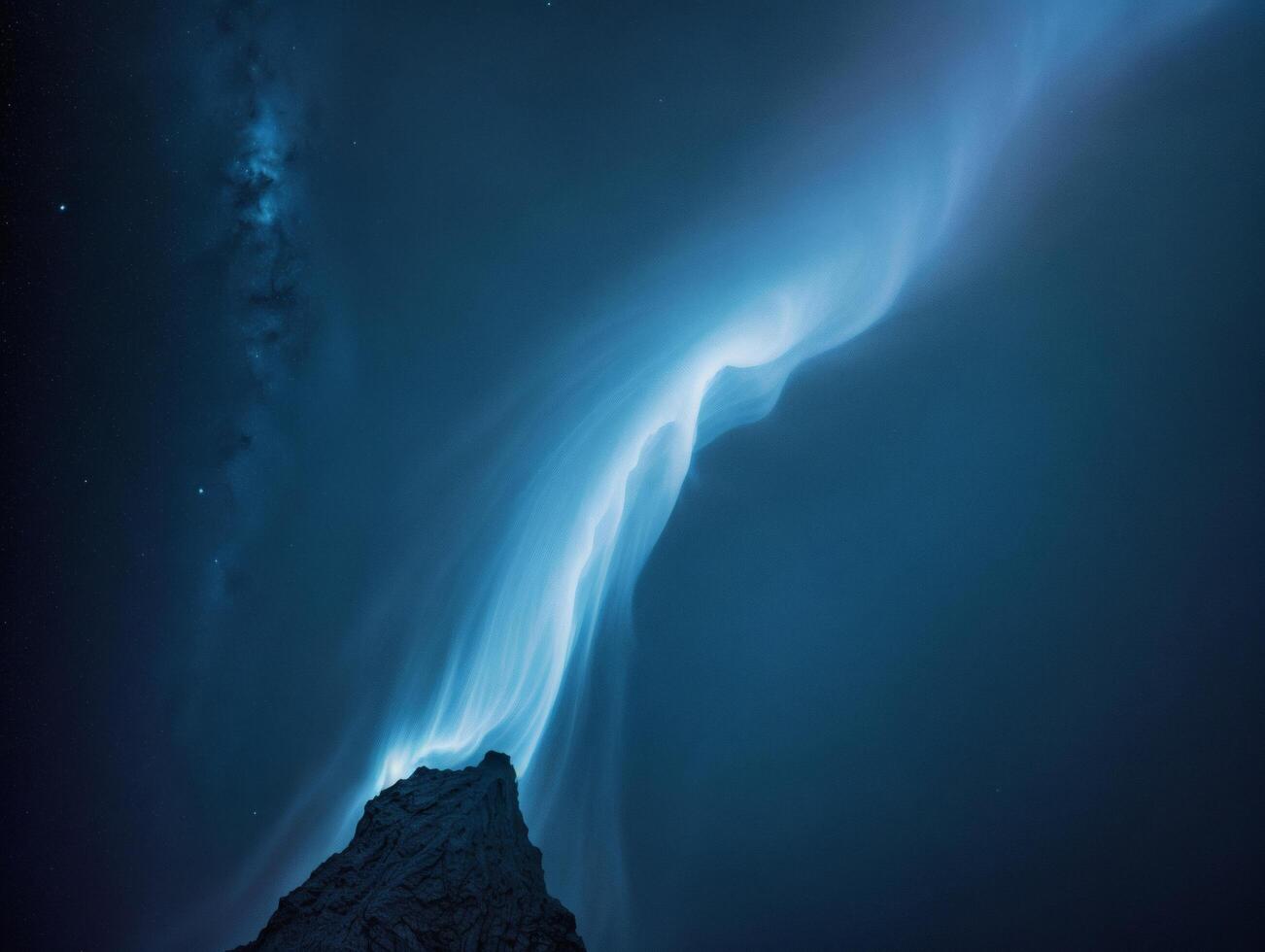 Surreal Night Scene with Textured Rock and Celestial Glow photo