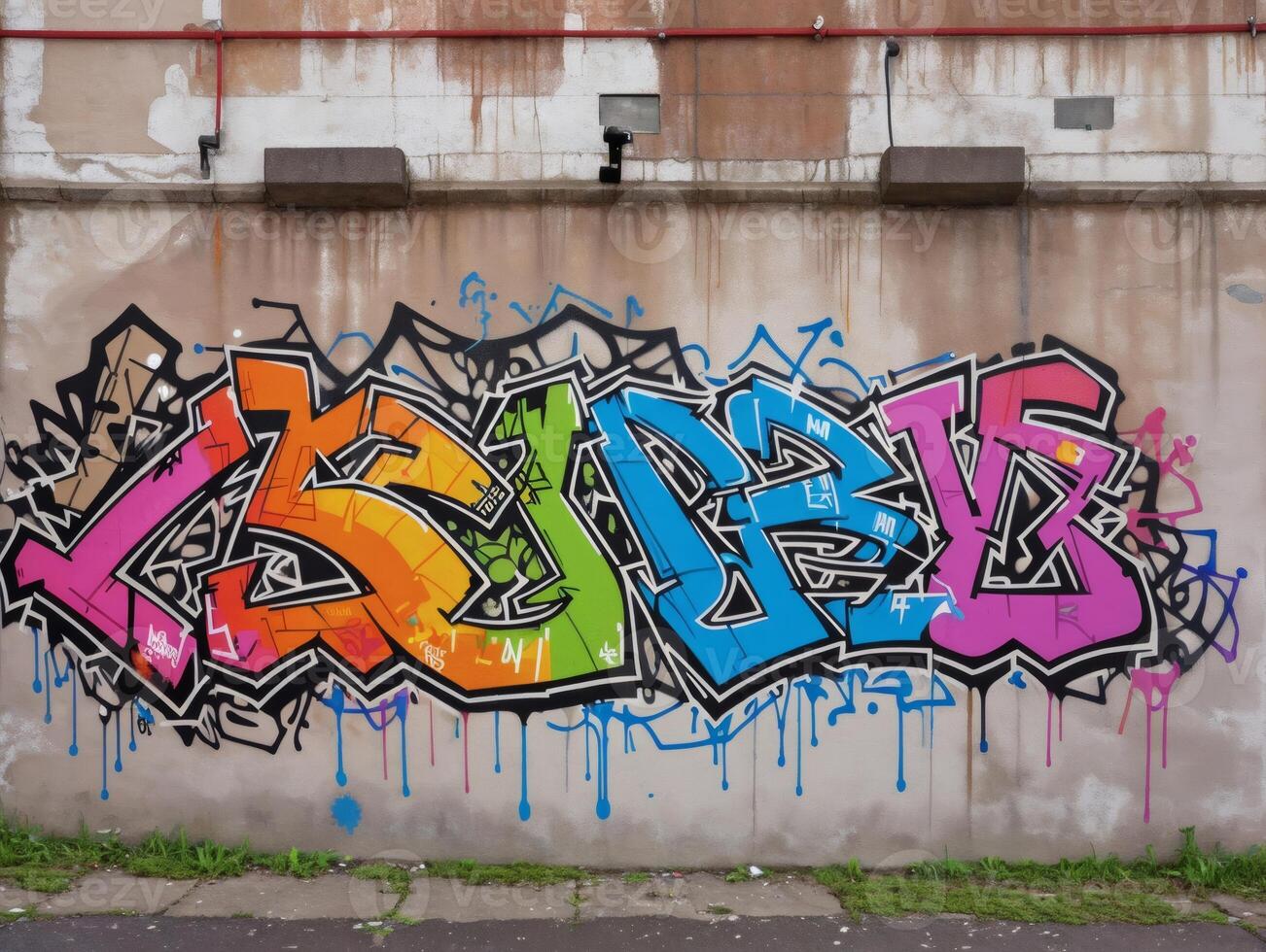 Edgy Graffiti with Sharp Lines and Color Blends photo