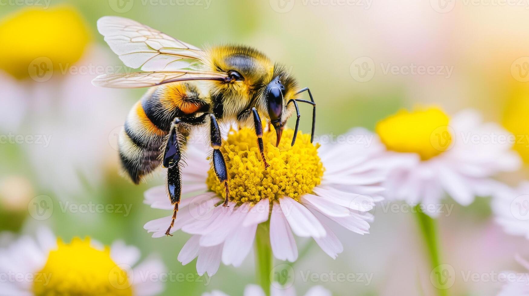 Bees and butterflies gather on colorful flowers in a backyard chaos garden, celebrating biodiversity photo