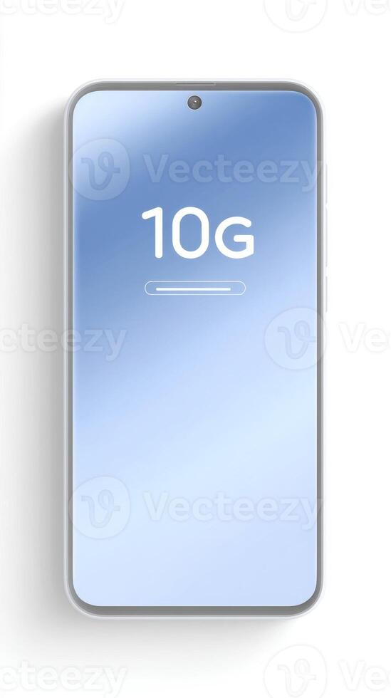Vertical tech illustration highlights 10G connectivity in a sleek mobile interface photo