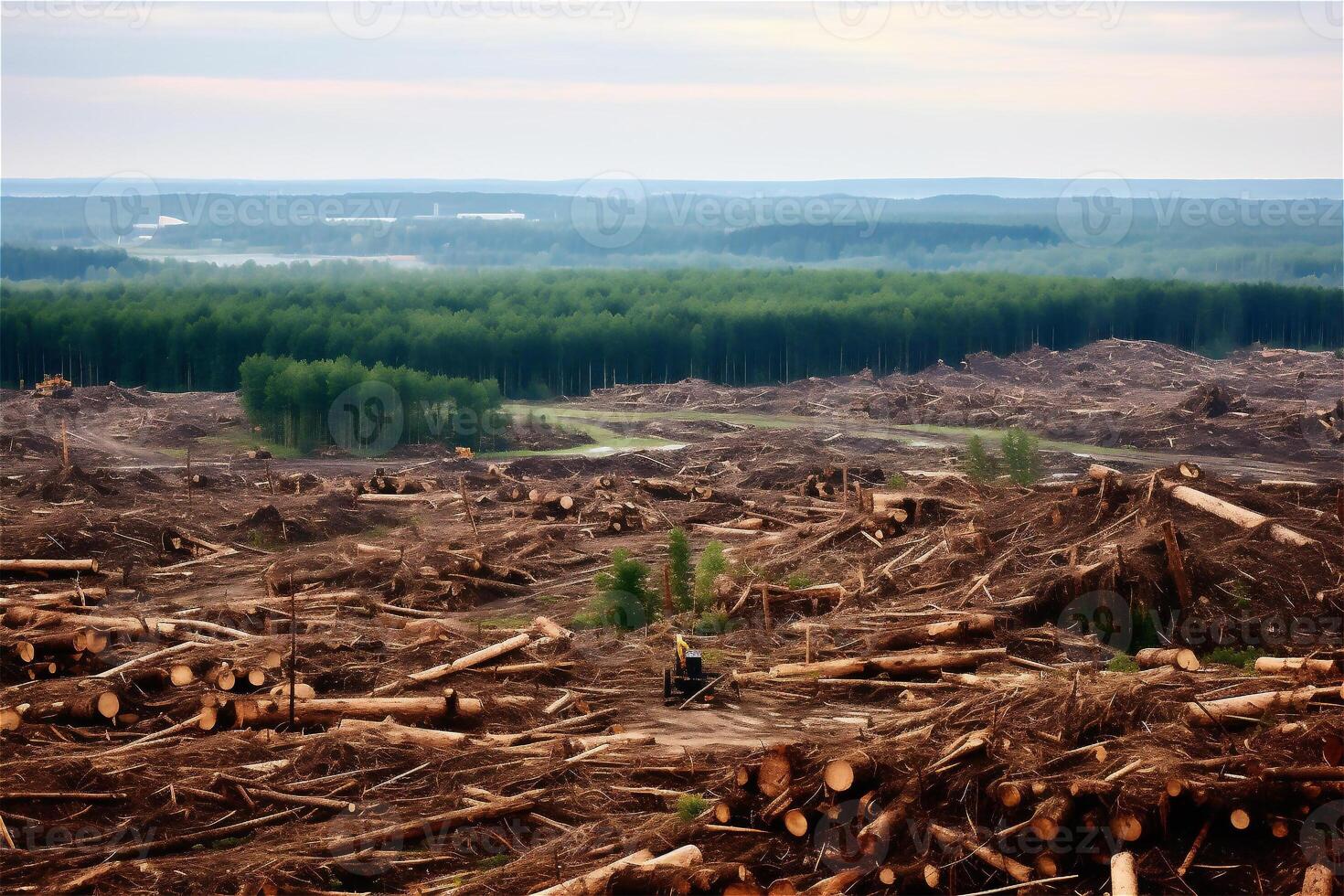 Drone photo of logging in forest