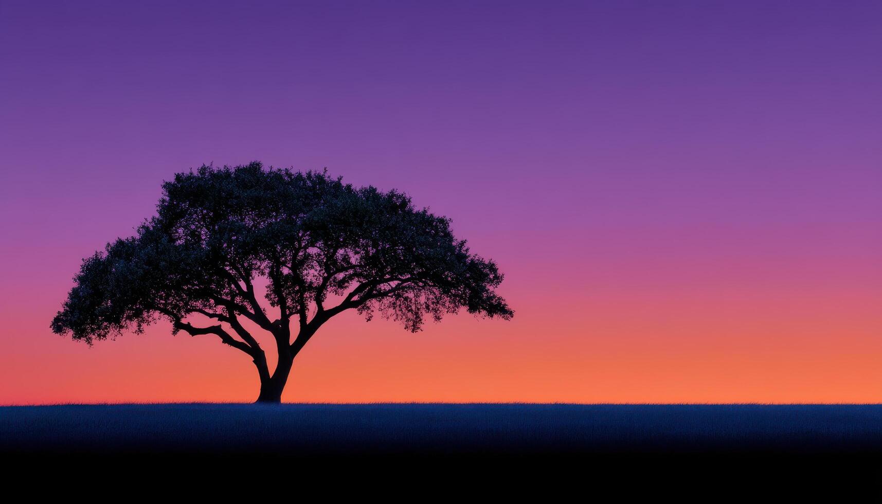 Twilight tree silhouette against vibrant sunset nature landscape serene atmosphere dramatic view artistic concept photo
