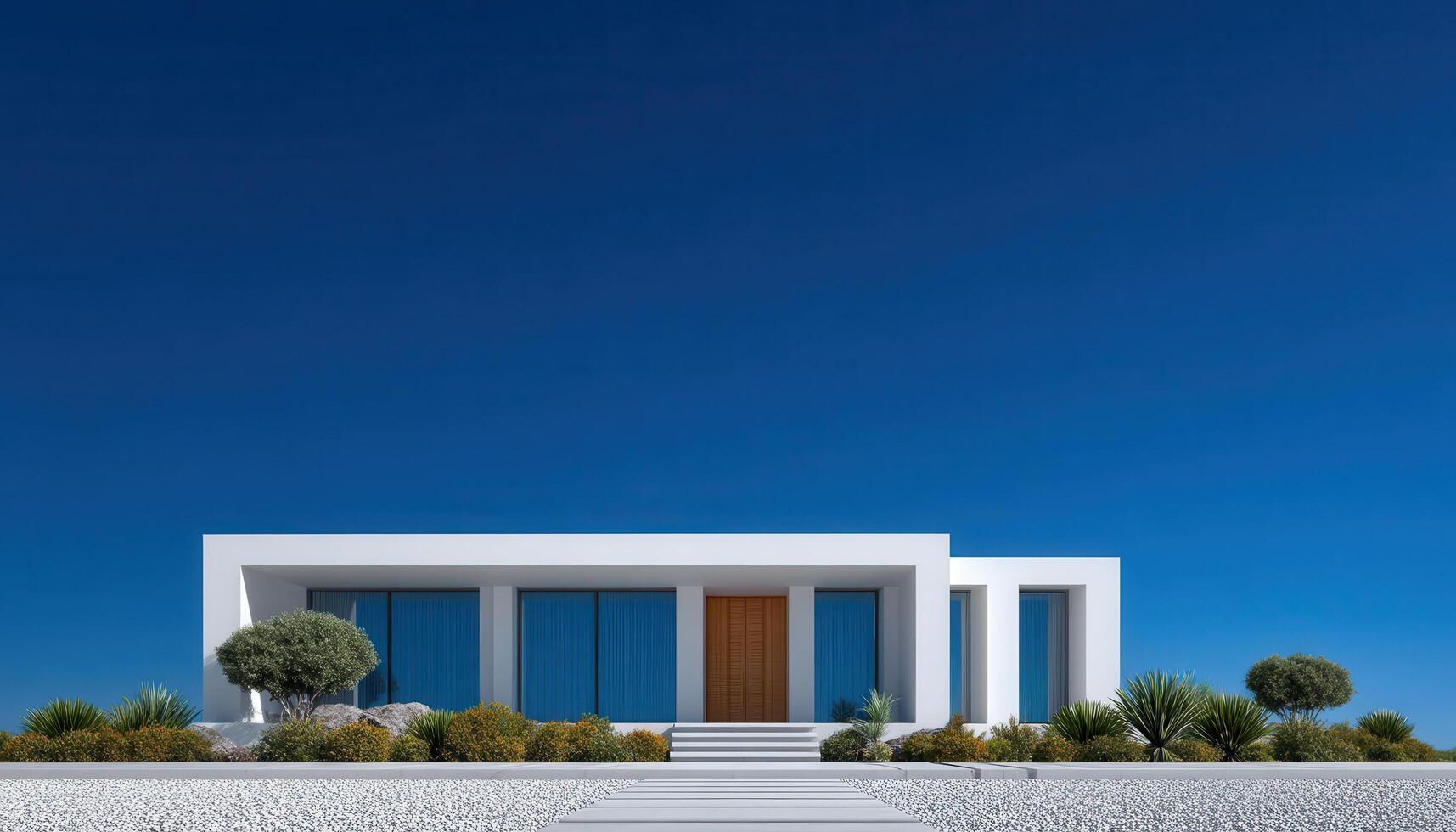 Modern home design showcase bright landscape architecture image contemporary style eye-level view minimalist concept photo