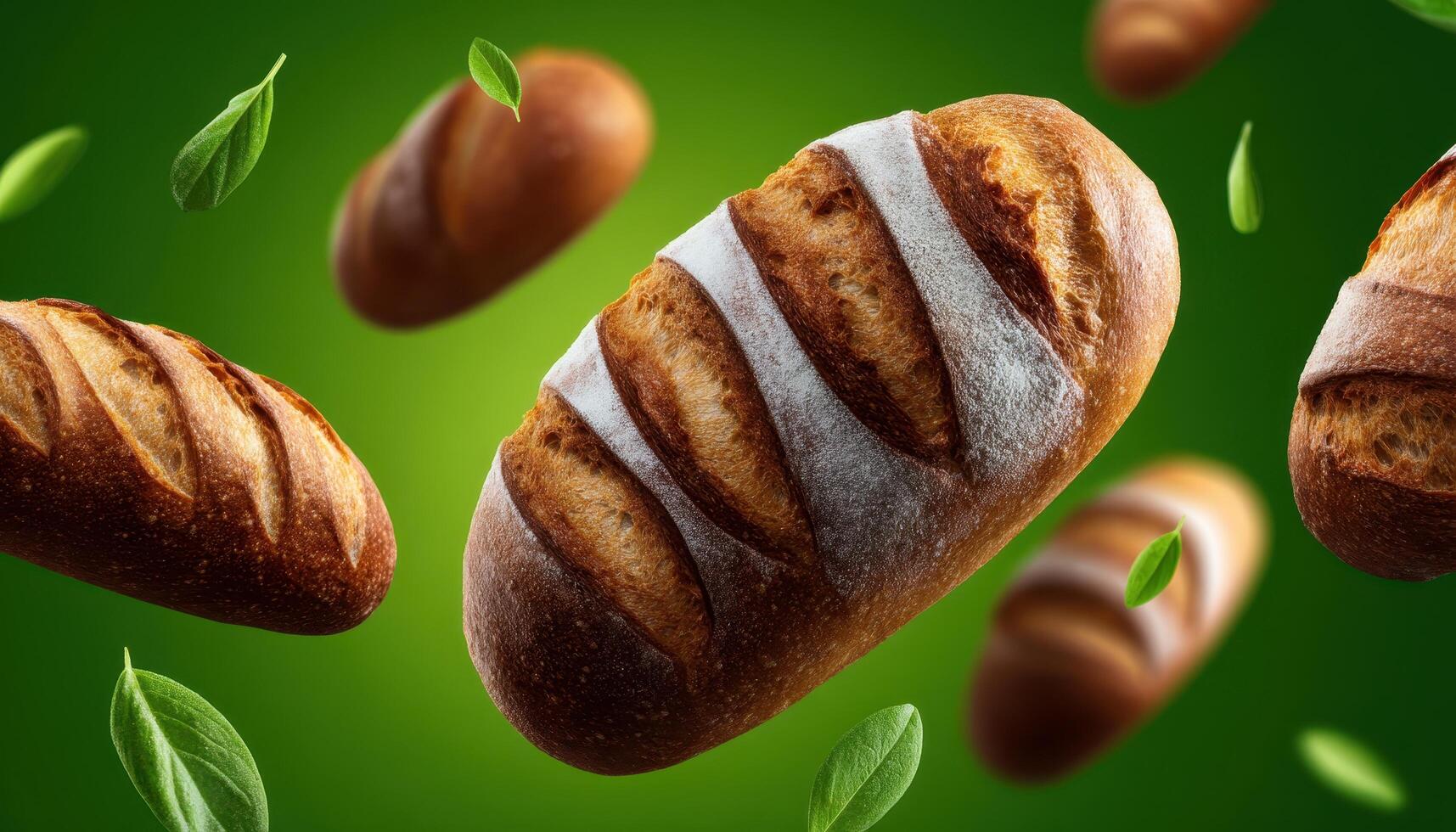 Artisanal bread varieties display bakery food photography natural setting close-up culinary art photo