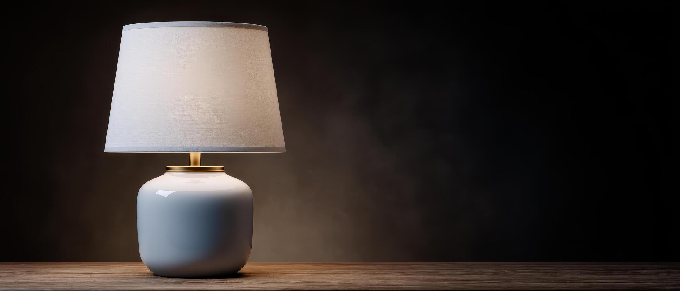 Elegant modern lamp casting soft light in a cozy room home decor indoor warm atmosphere photo