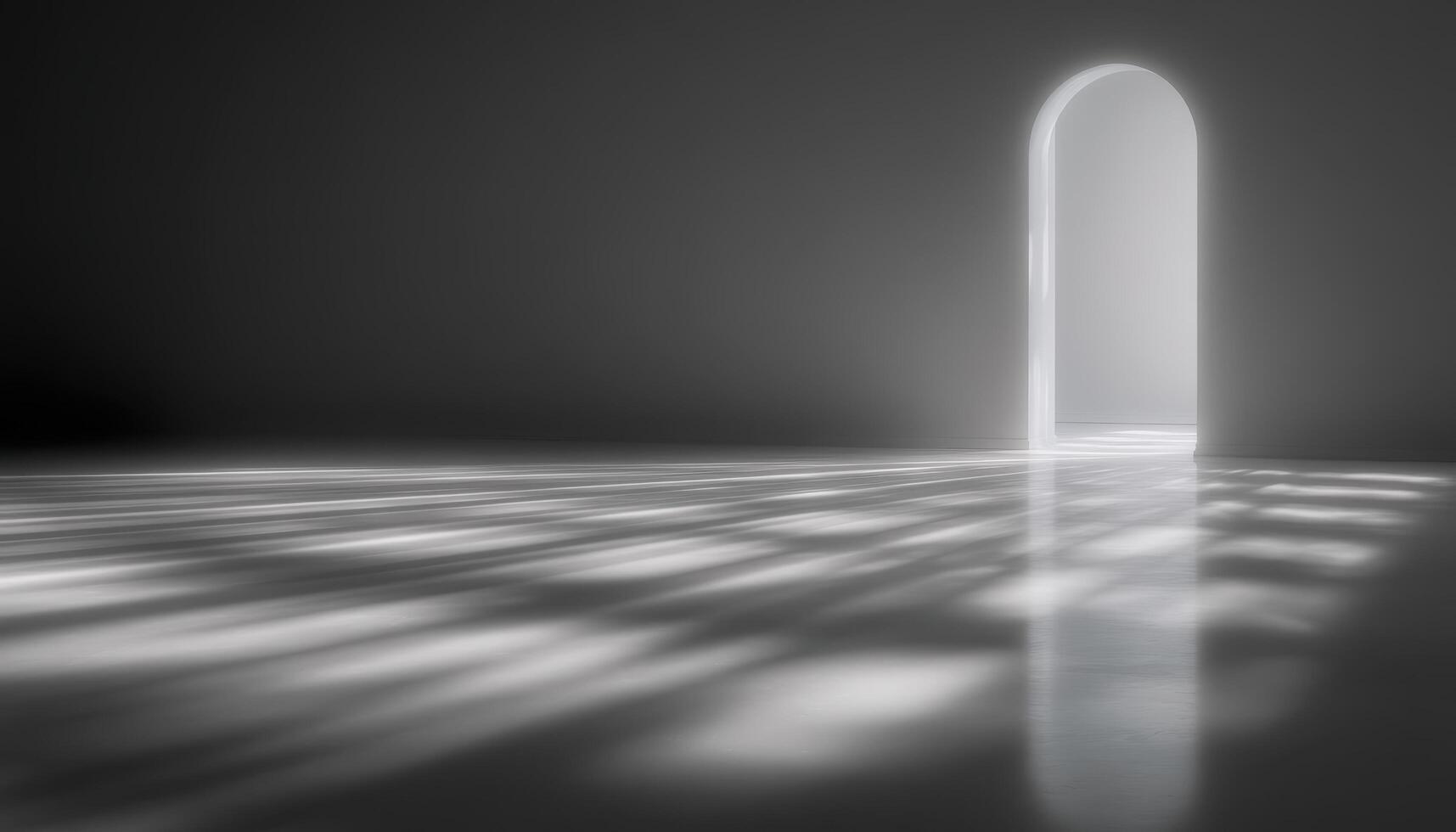 Illuminated doorway in minimalist room empty space contemporary setting artistic view photo