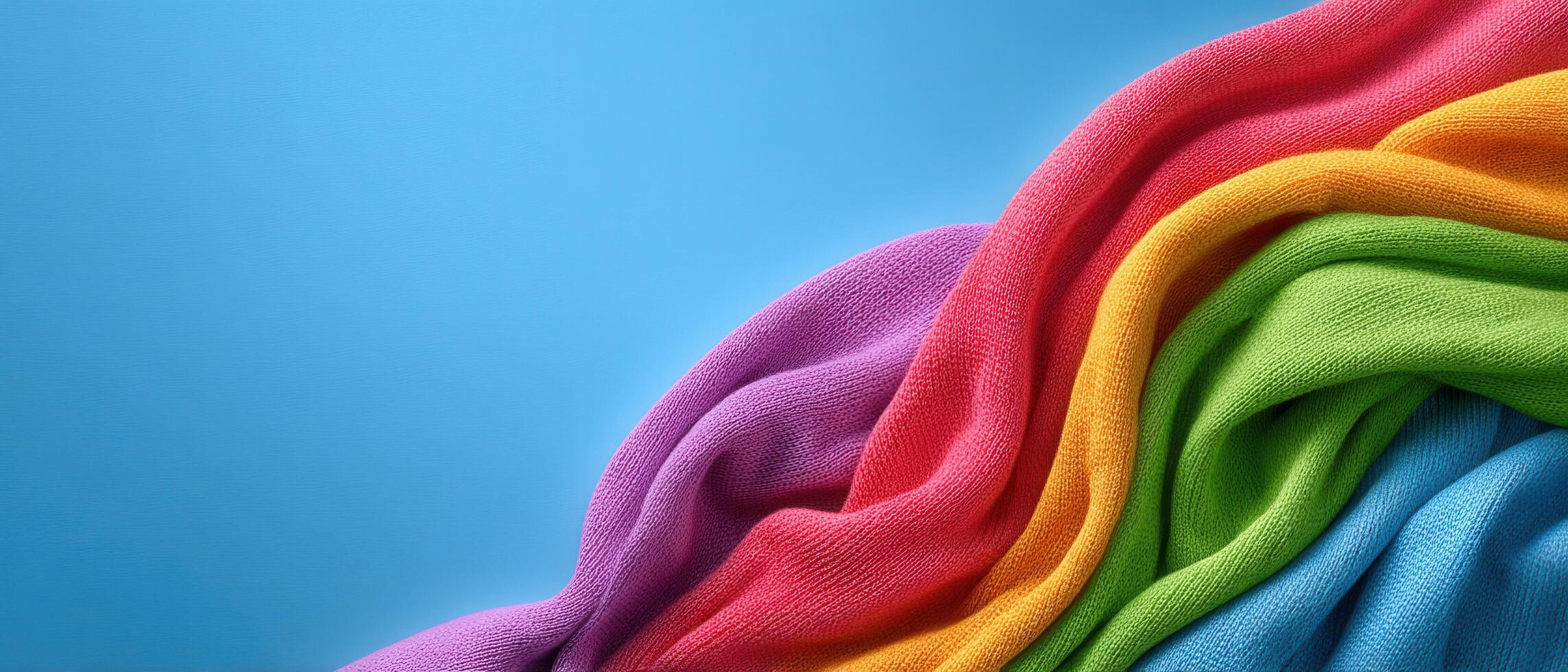 Colorful jersey fabric display casual setting textile photography vibrant background close-up view photo