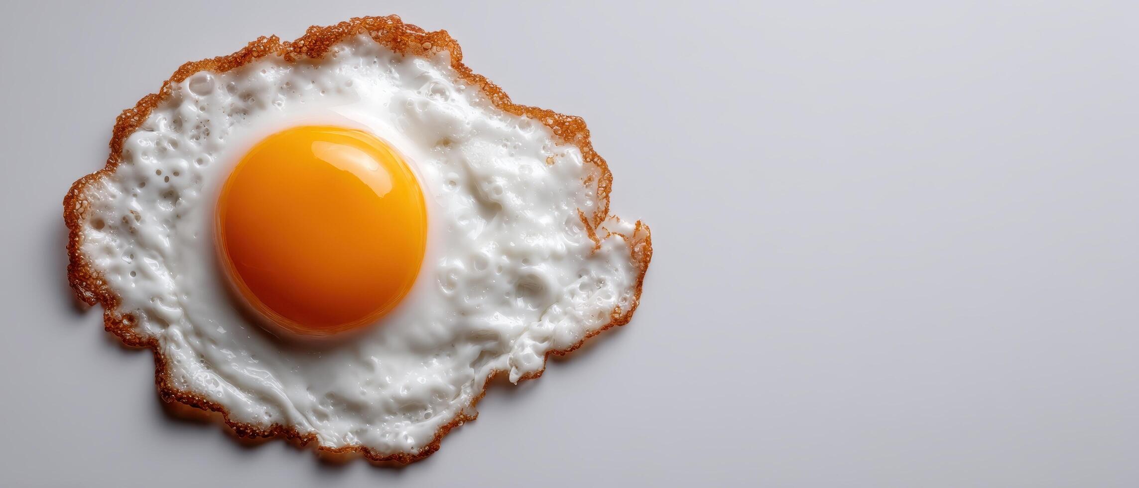 Crisp egg yolk on white surface clean food photography spa-like presentation photo