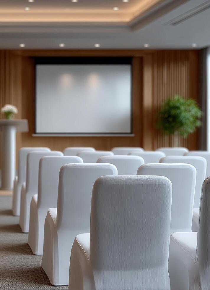Elegant meeting room design with soft lighting modern interior professional environment photo