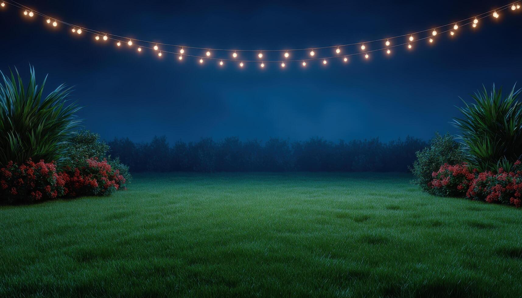 Elegant modern backyard border lighting concept at night outdoor space serene environment photo