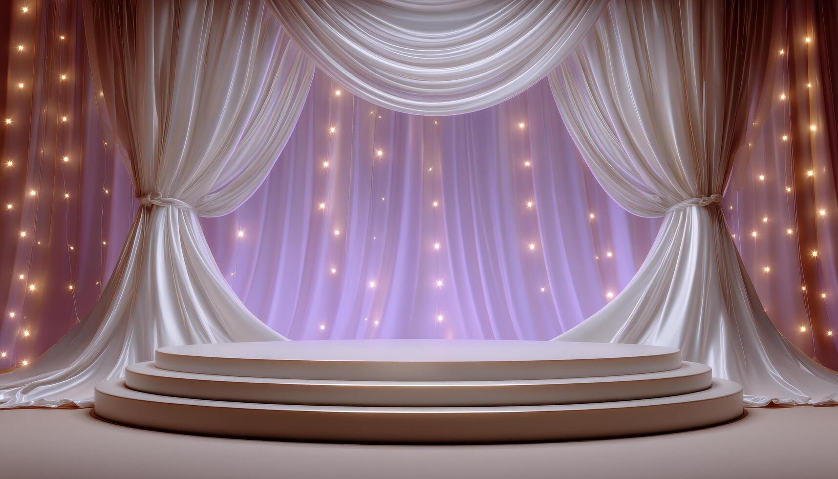 Elegant wedding altar with soft lights romantic venue event setup serene atmosphere photo