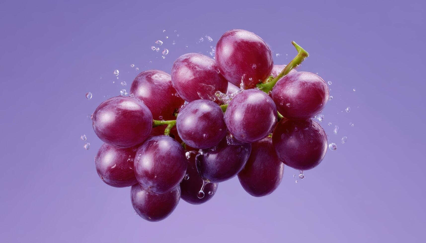 Midair splash of purple grapes minimal lighting studio environment freshness concept photo