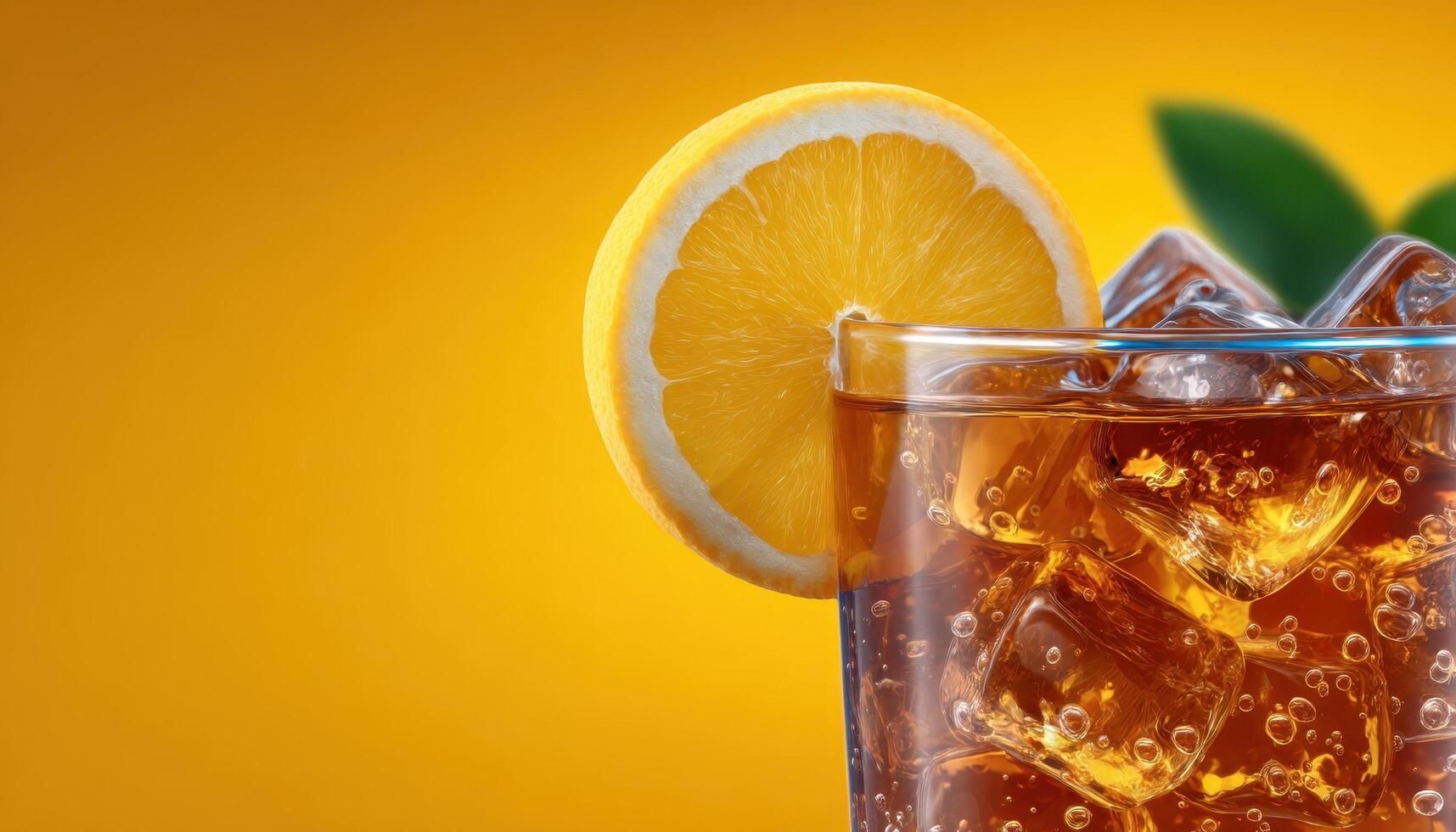 Citrus fizzy drink explosion bright yellow background beverage photography clean visuals photo