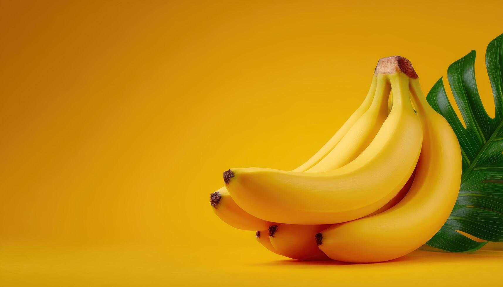 Vibrant banana arrangement on yellow background food photography studio setting fresh concept photo