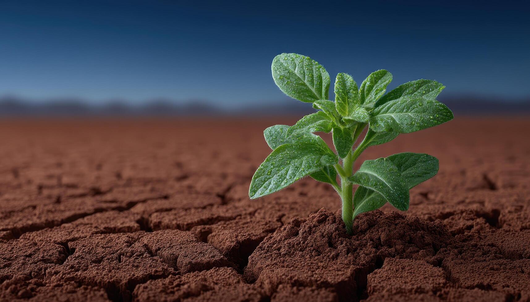 Hopeful growth sprout emerging from cracked earth in nature's resilient landscape photo