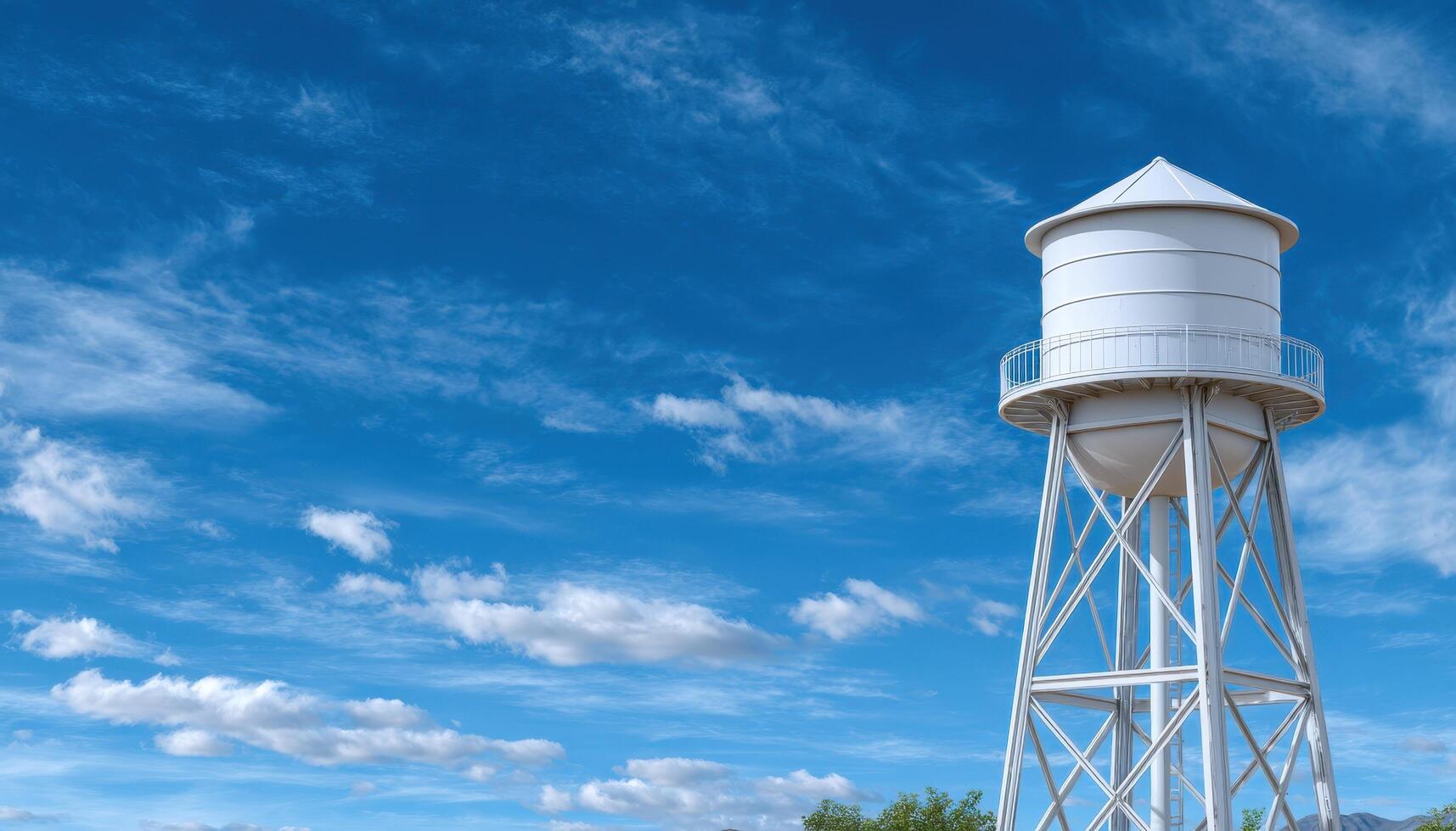 Water tank low level alert rural setting nature scene clear sky minimalist perspective photo