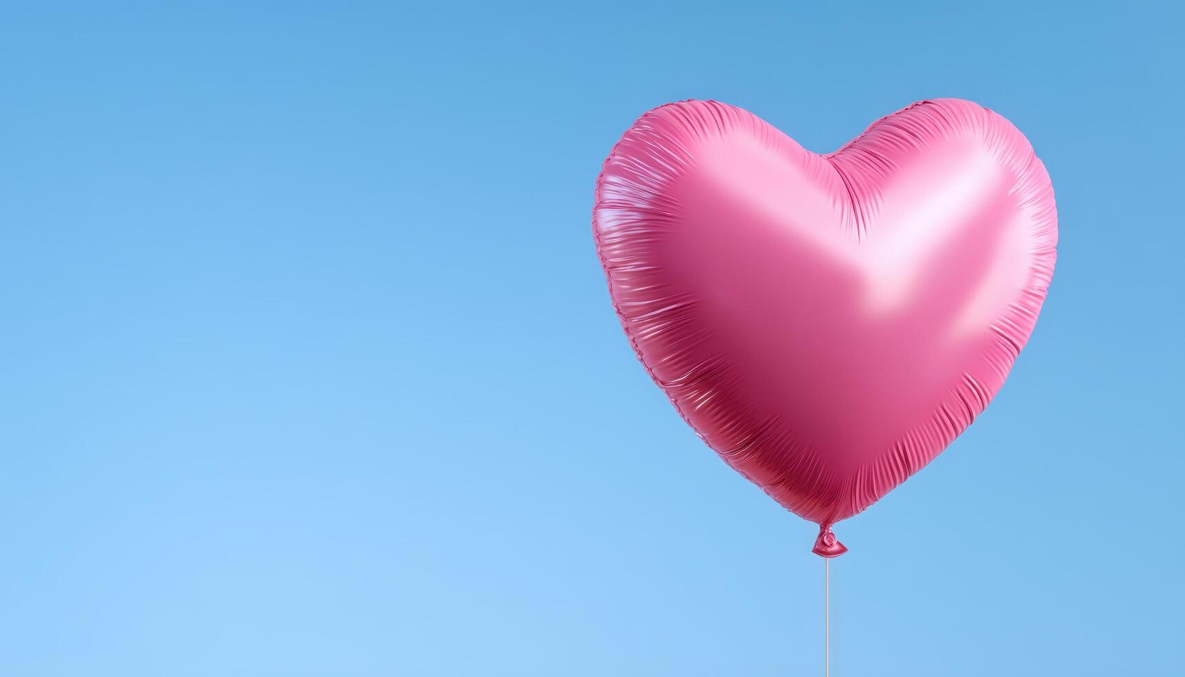 Floating heart balloon in clear sky romantic concept minimalist design bright atmosphere photo