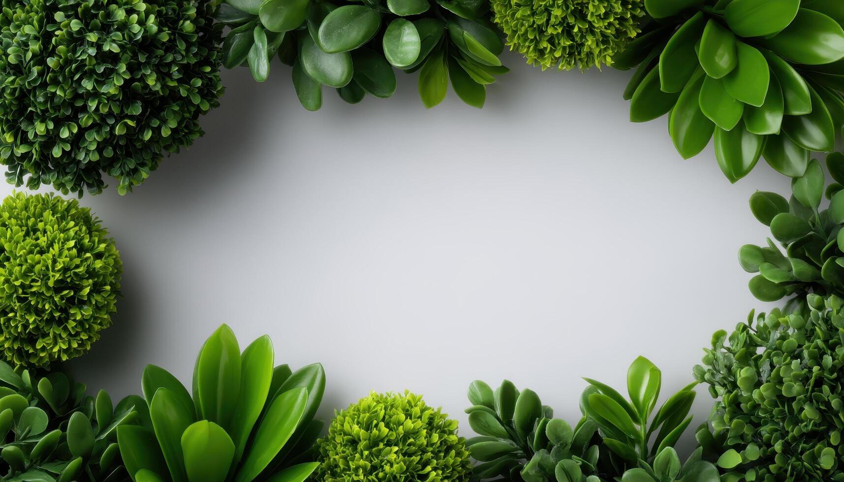 Minimalist spring garden fresh greenery with copy space in bright natural light photo