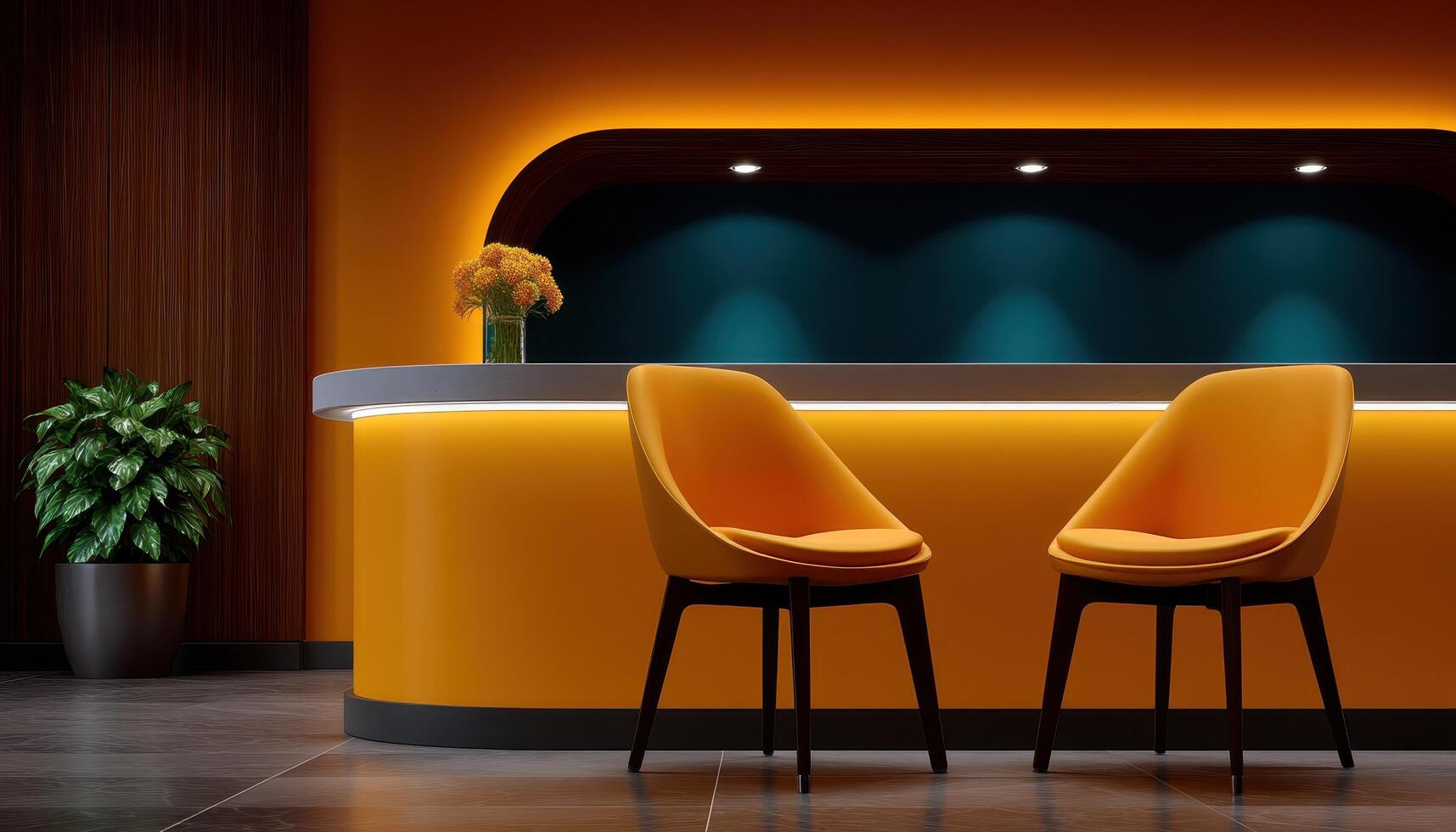 Creating a cozy atmosphere with warm led lighting in a modern interior setting close-up viewpoint photo