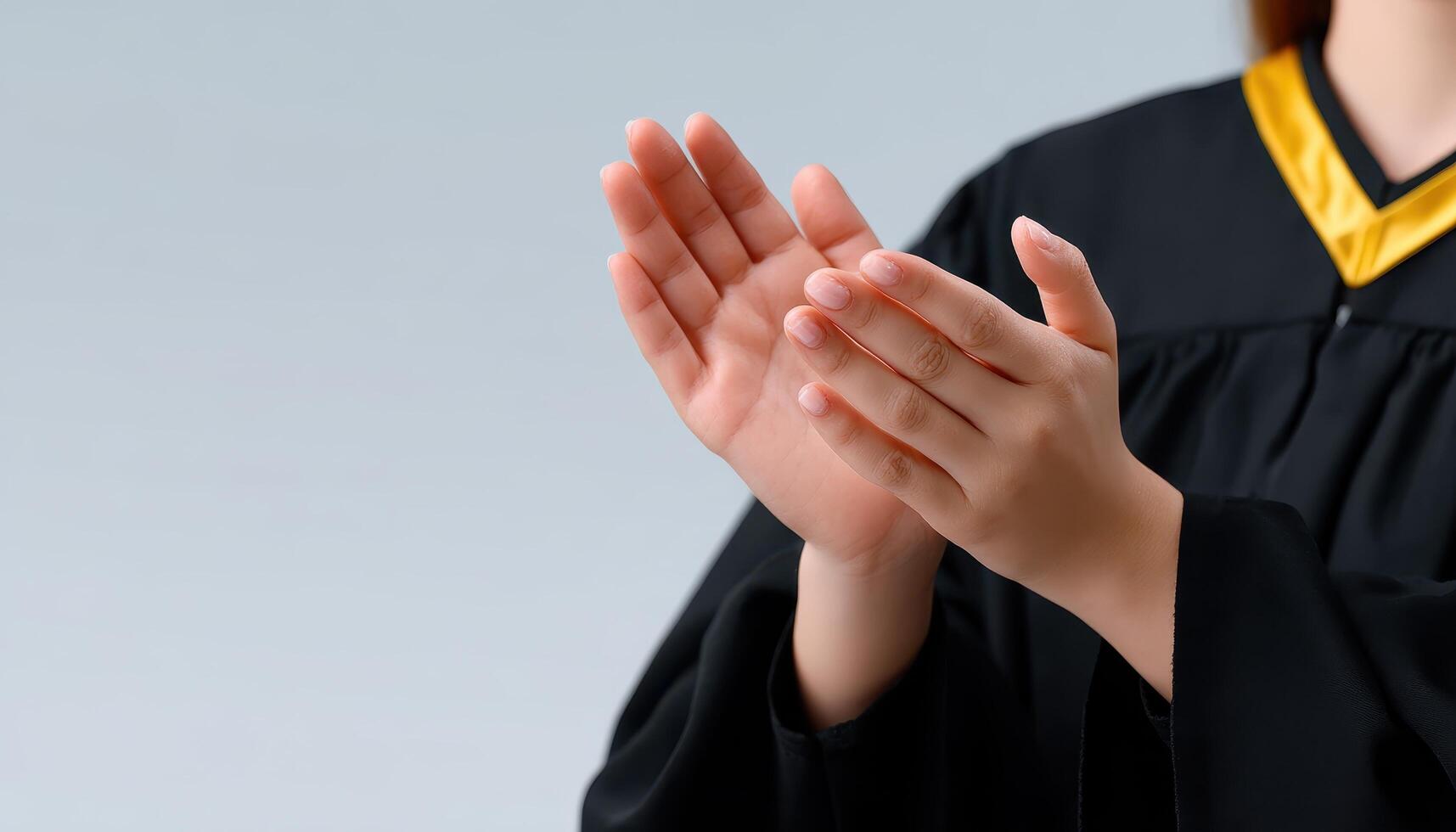 Graduation celebration university campus hands clapping minimalist style joyful moment photo