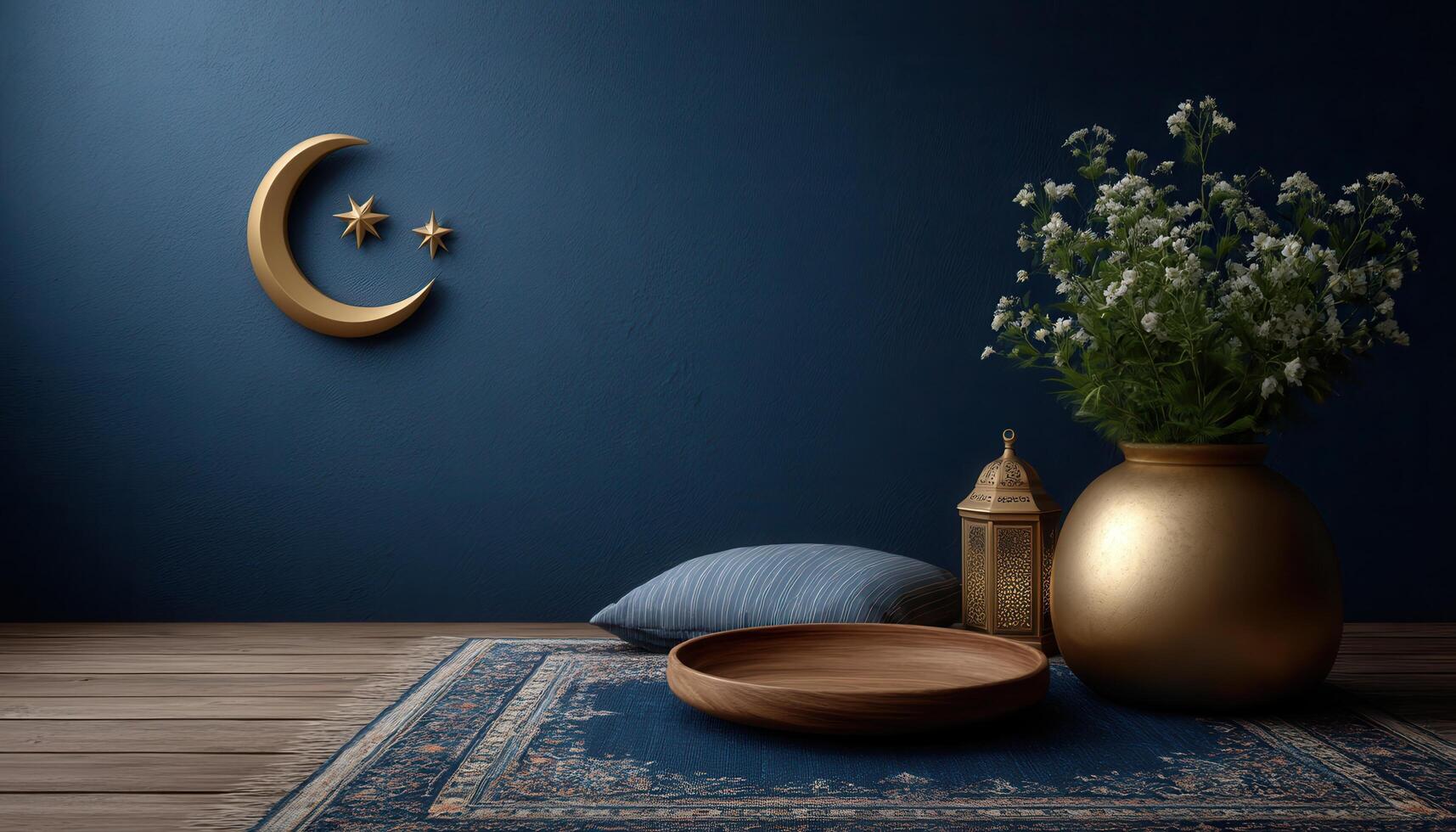 Crescent and stars wall decal for ramadan cozy living room decor elegant design photo